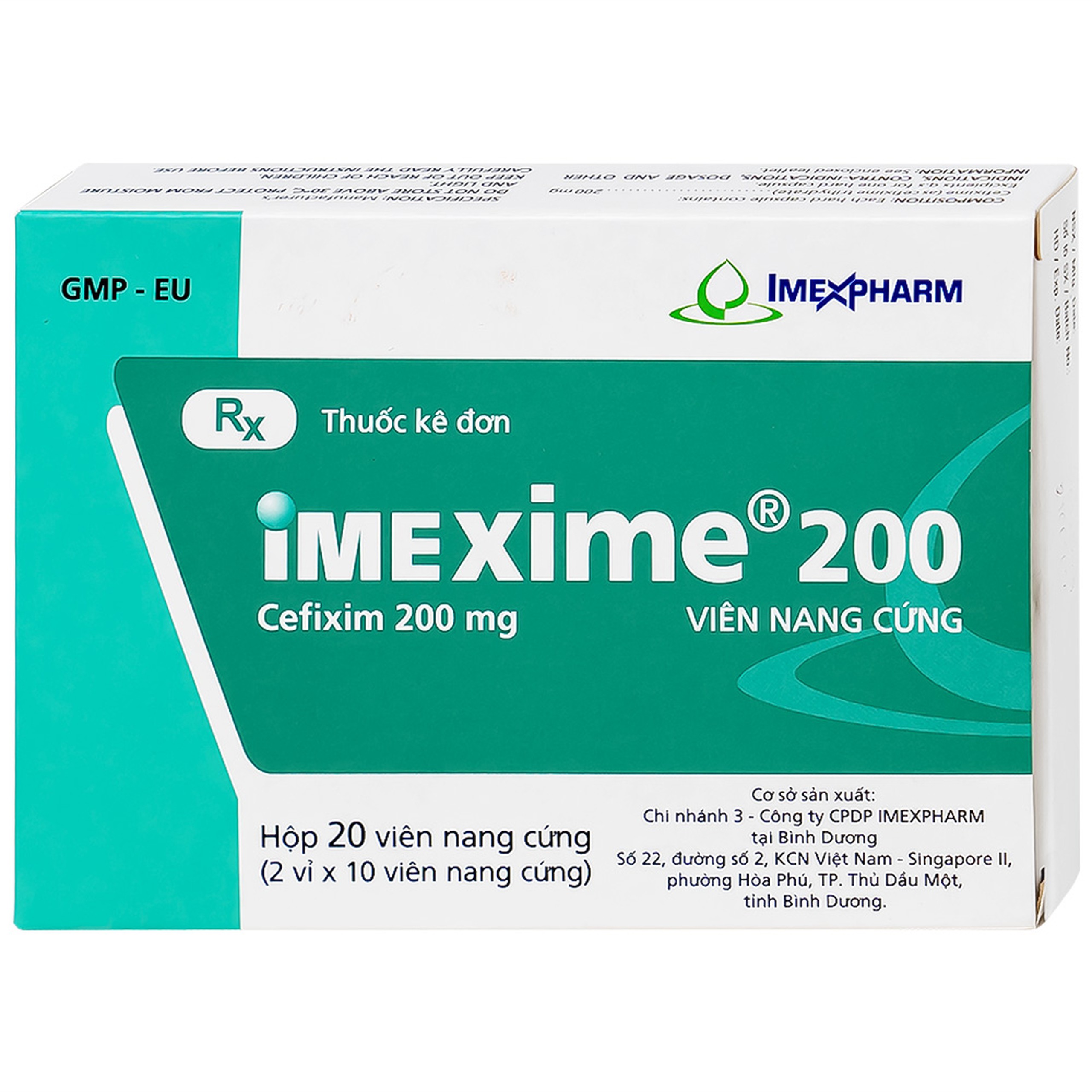 Thuốc Imexime 200 Imexpharm điều trị nhiễm khuẩn đường tiết niệu, viêm thận - bể thận (2 vỉ x 10 viên)
