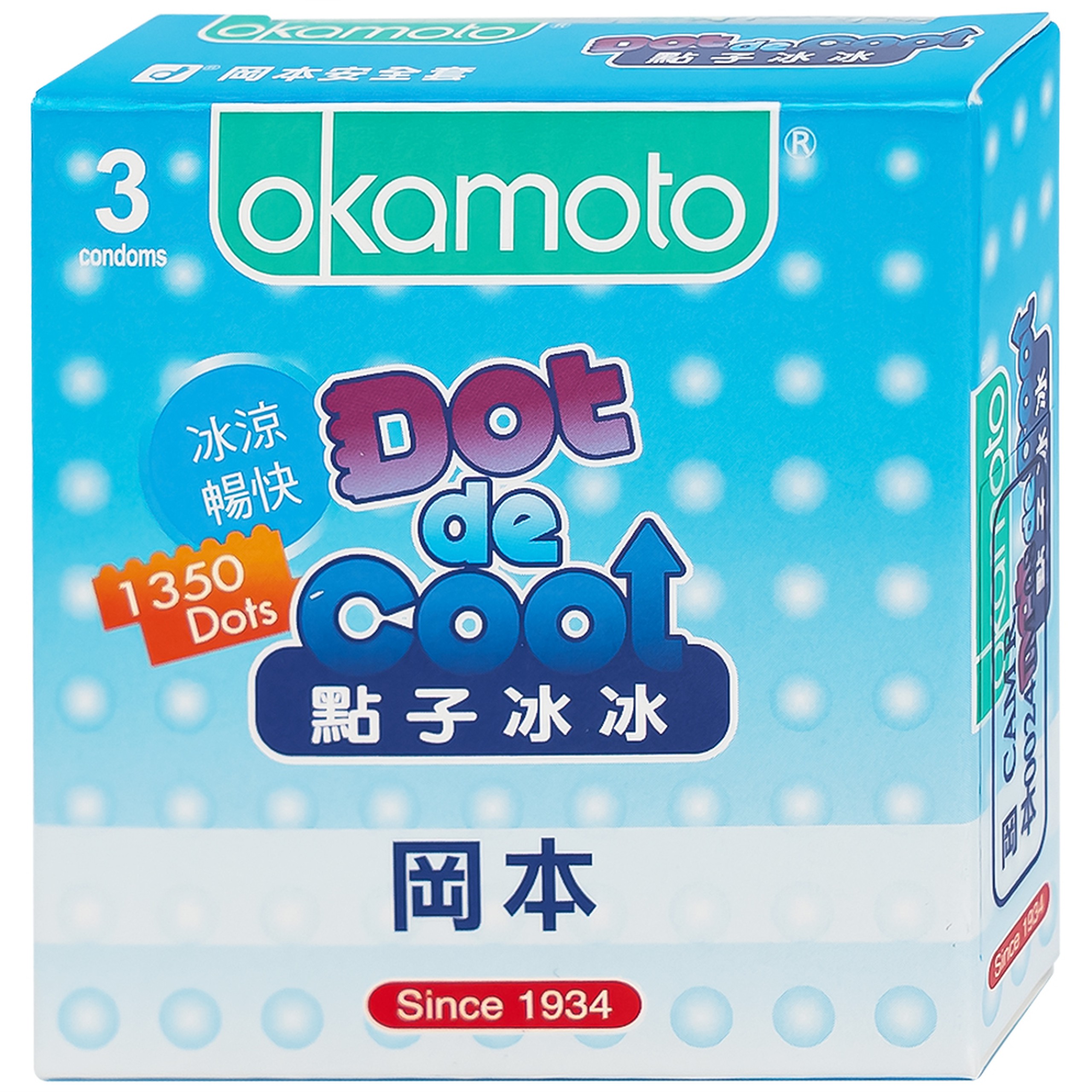 Bao cao su Okamoto Dot De Cool mang đến cảm giác mát lạnh sảng khoái (3 cái)