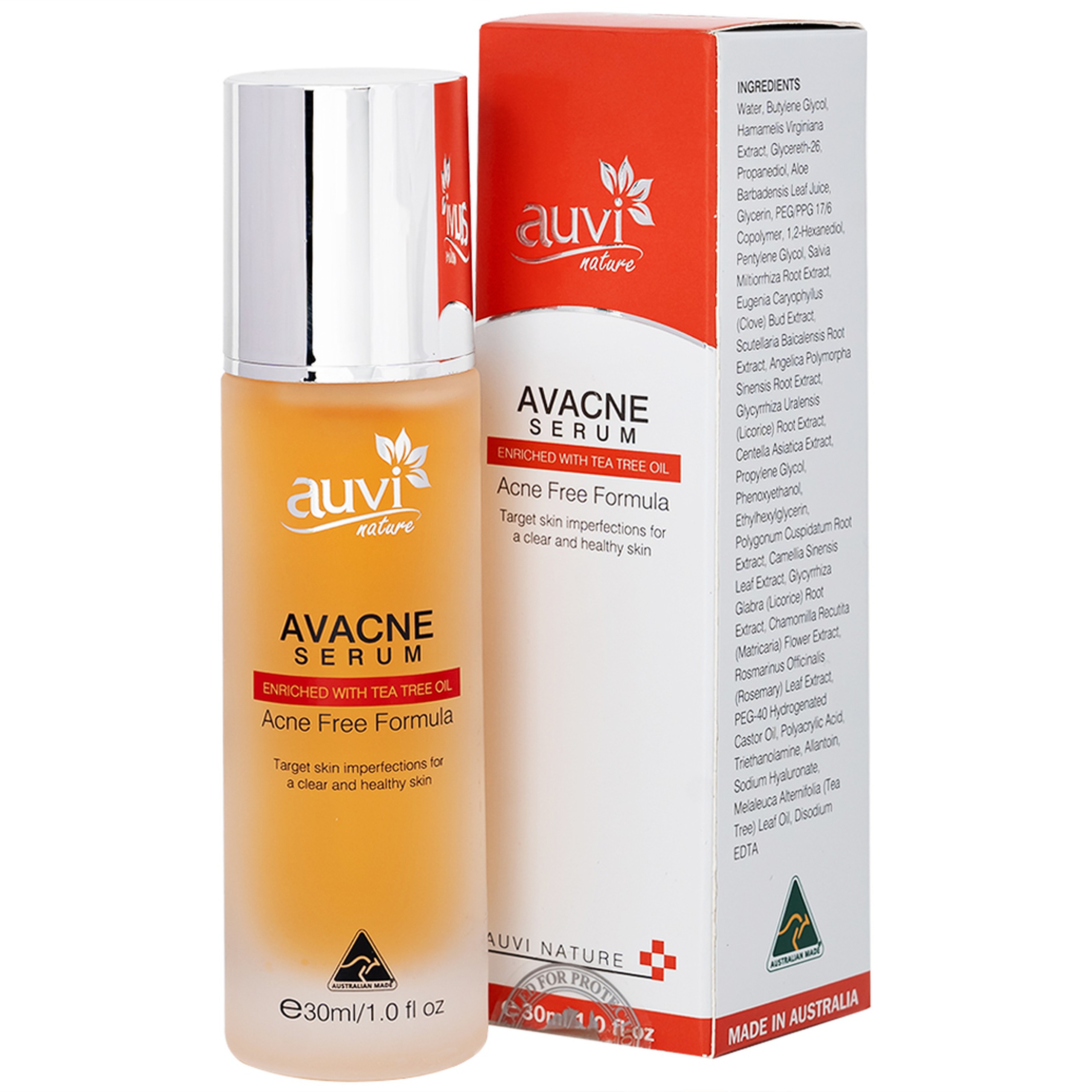 Tinh chất Avacne Serum Auvi Natrure giúp kiểm soát nhờn, giảm mụn và mờ vết thâm (30ml)