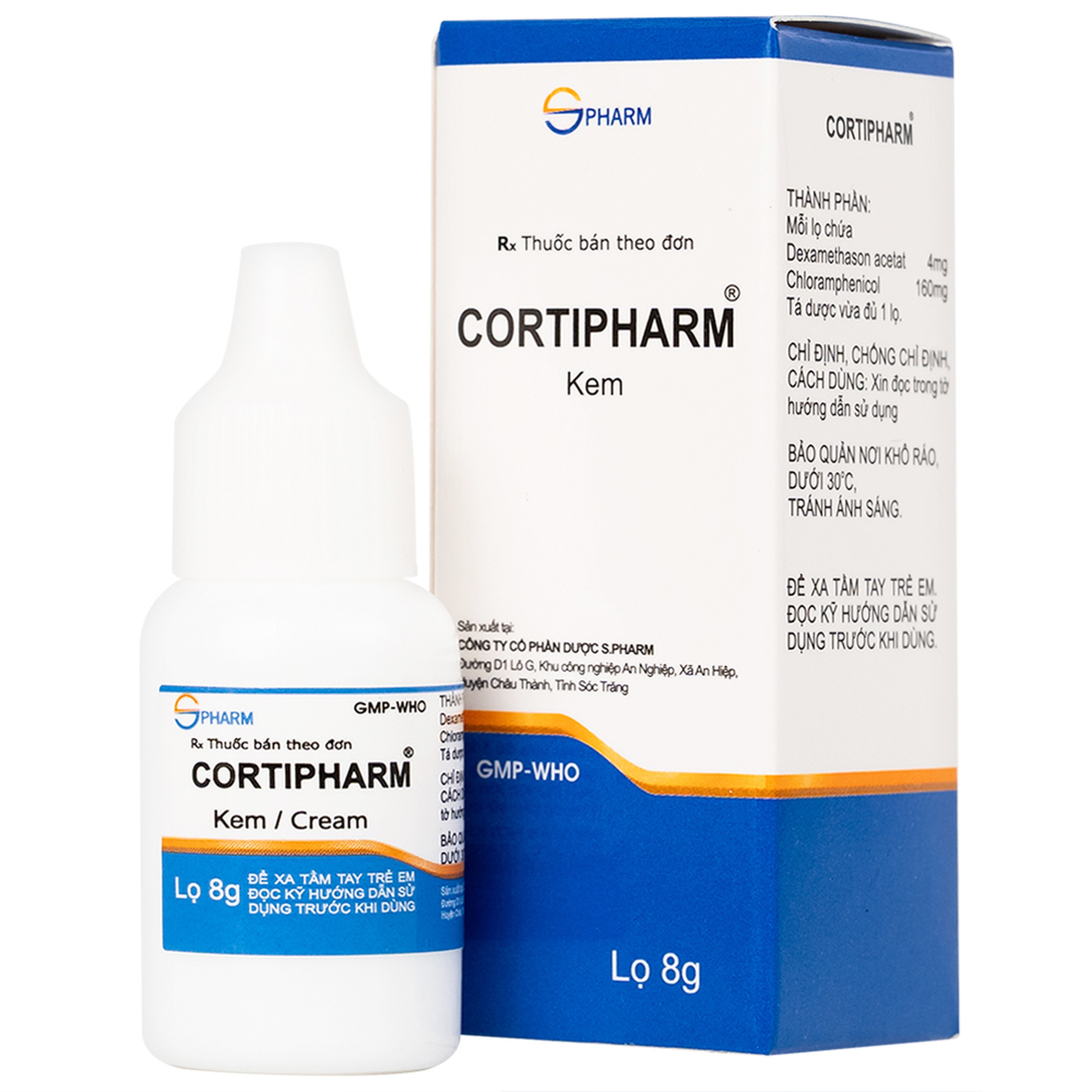 Kem bôi da Cortipharm 8g Spharm điều trị viêm da tiếp xúc, chốc lỡ, viêm nang lông