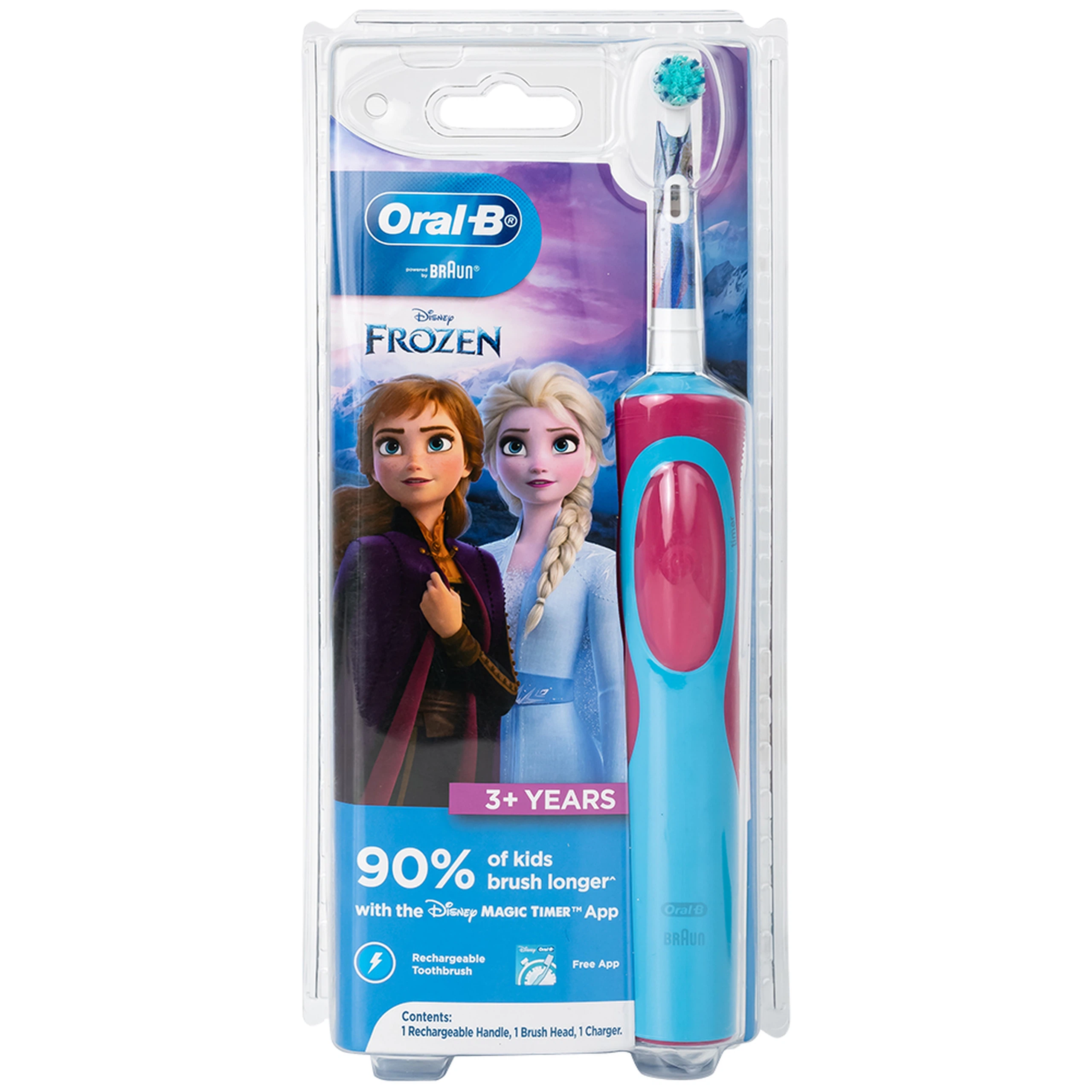 Bàn chải đánh răng trẻ em sạc điện Oral-B Vitality D12 Disney Frozen giúp làm sạch mảng bám trên răng một cách toàn diện