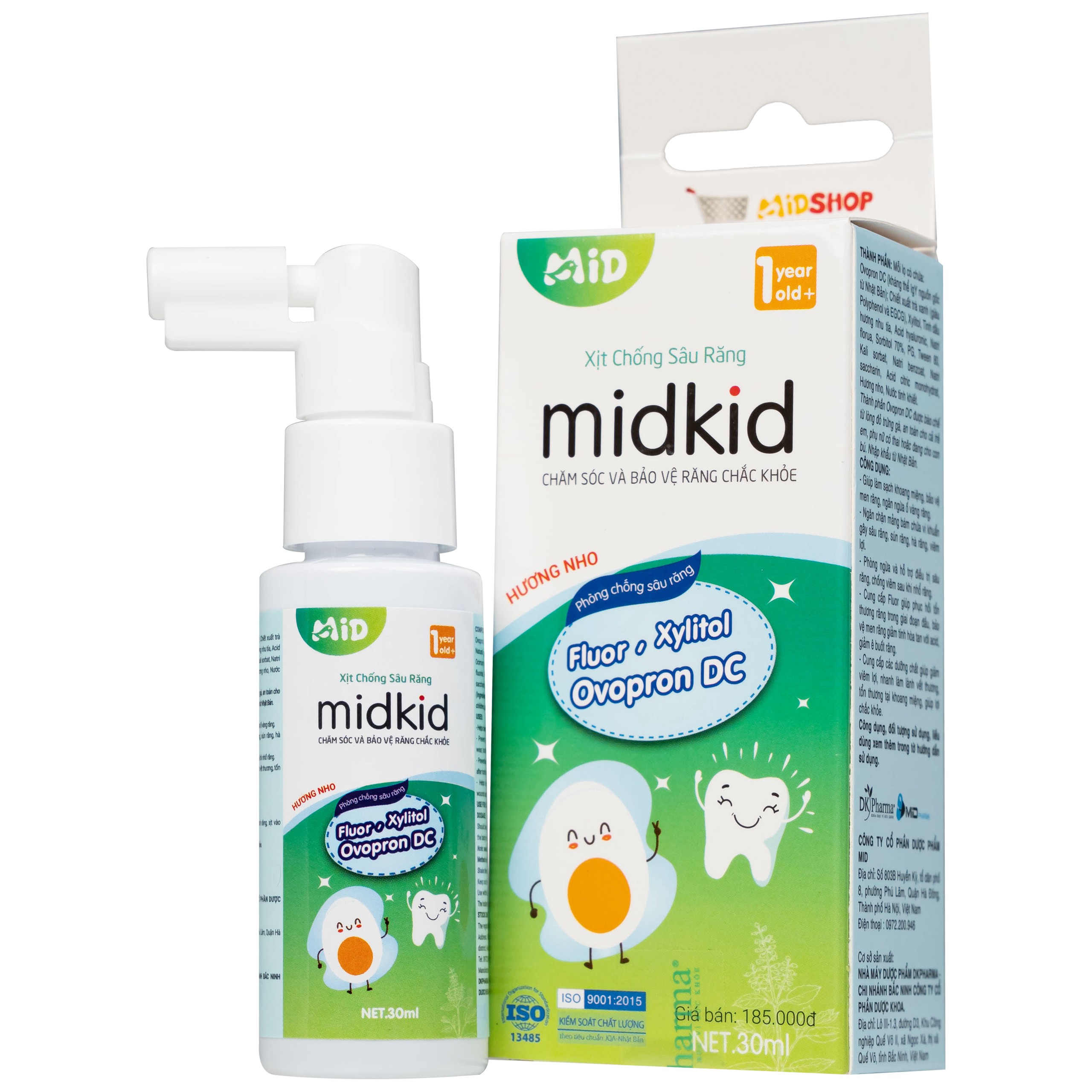 Xịt chống sâu răng Midkid 30ml DK Pharma hương nho chăm sóc và bảo vệ răng chắc khỏe