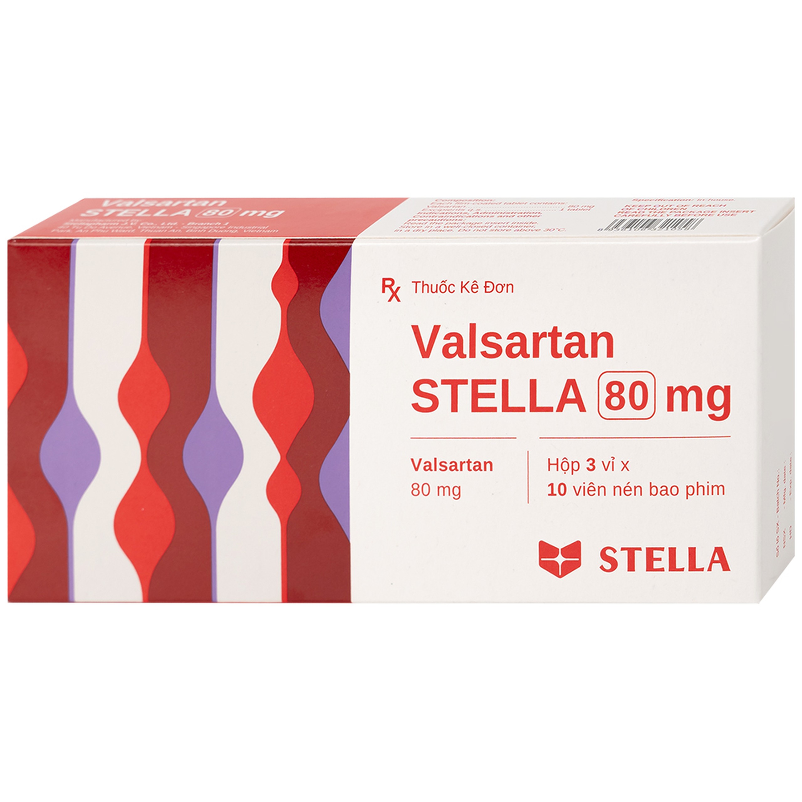 Thuốc Vansartan 80mg Stella điều trị tăng huyết áp, suy tim (3 vỉ x 10 viên)