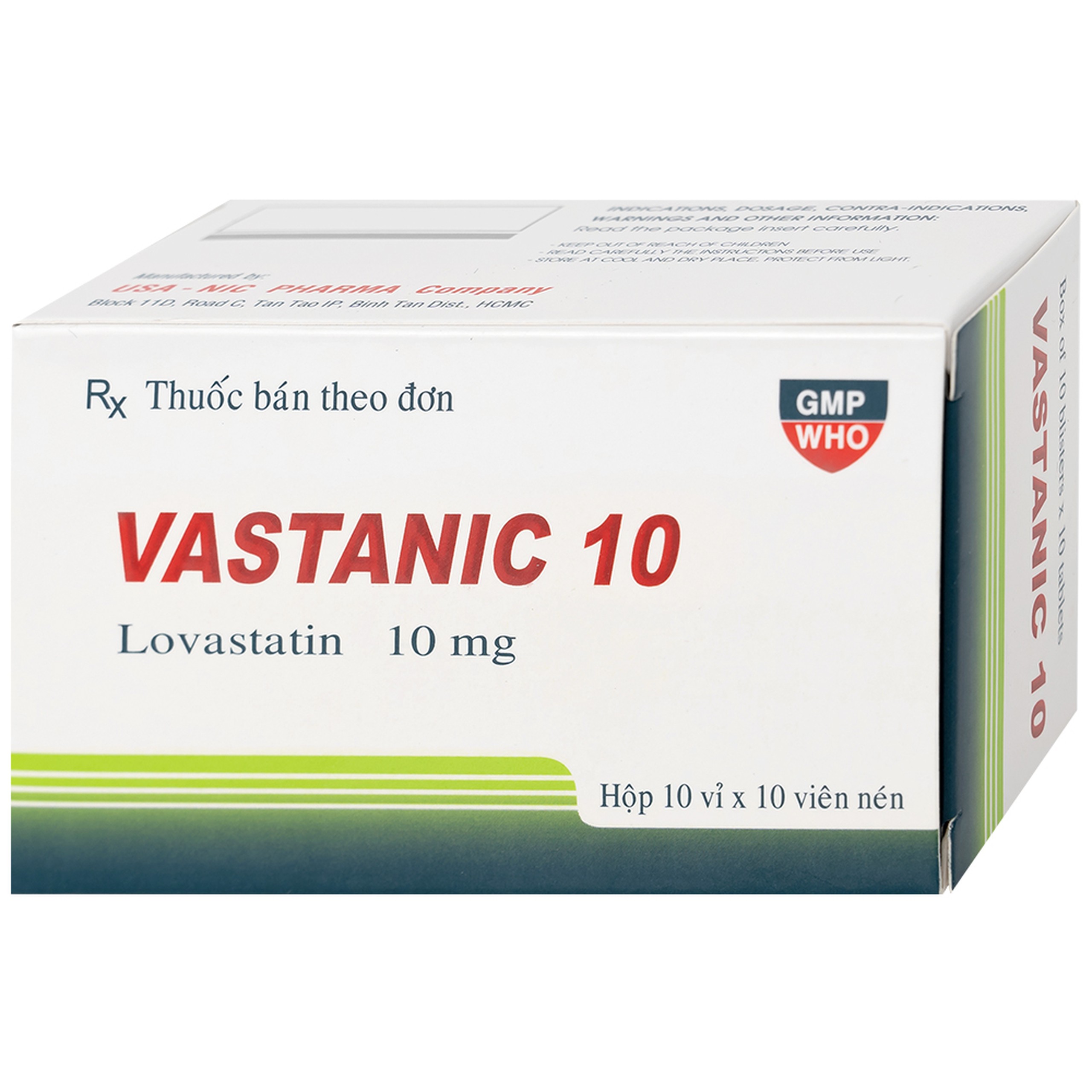Thuốc Vastanic 10 Usa - Nic Pharma điều trị rối loạn lipid, làm giảm cholesterol (10 vỉ x 10 viên)