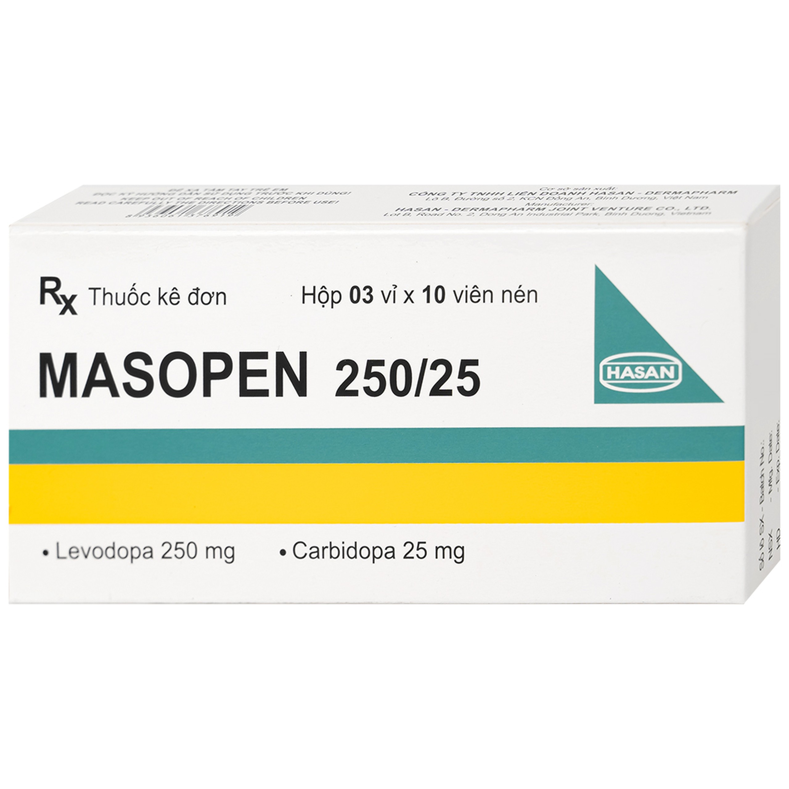 Thuốc Masopen 250/25 Hasan điều trị triệu chứng bệnh parkinson (3 vỉ x 10 viên)