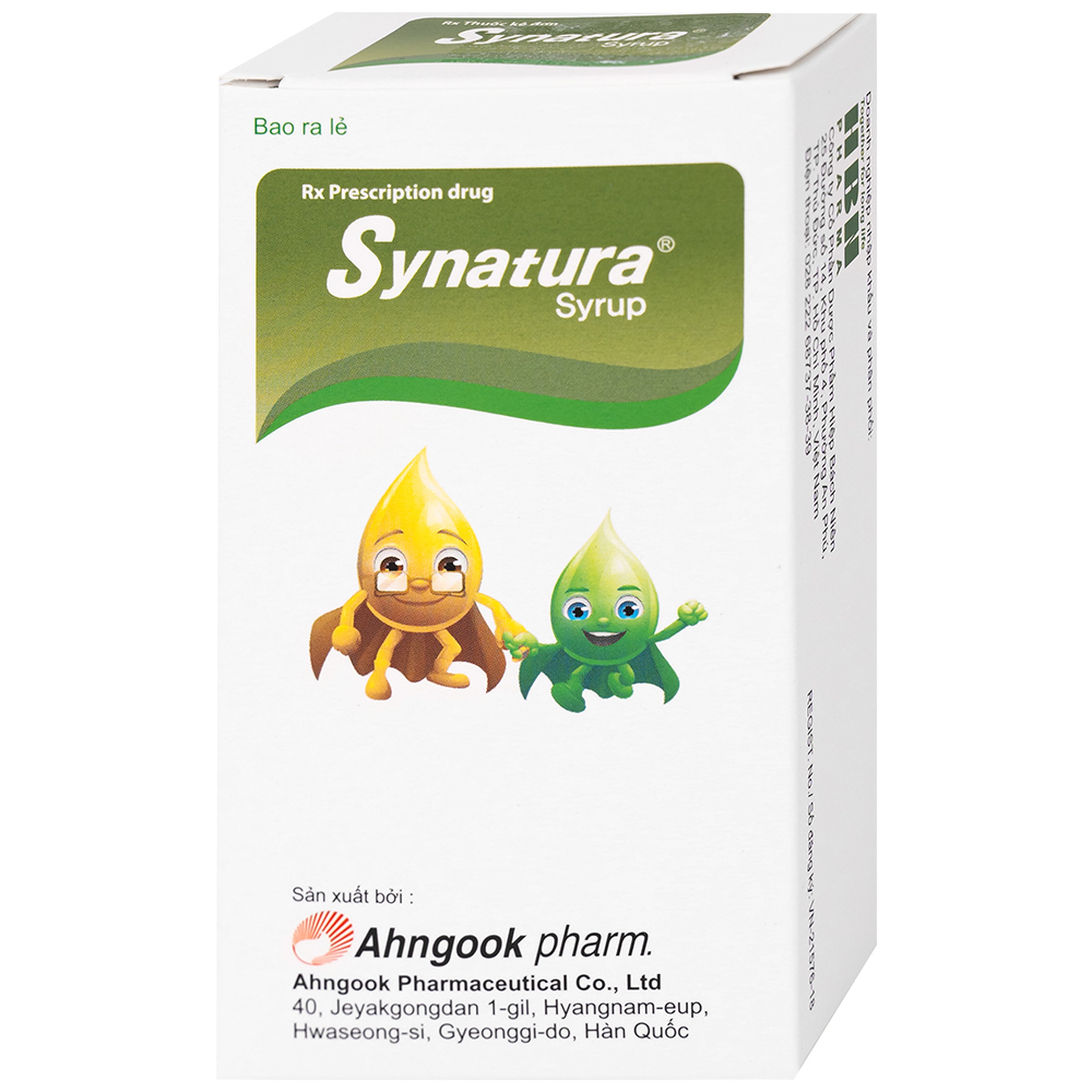 Siro Synatura Syrup AhnGook điều trị nhiễm khuẩn đường hô hấp trên cấp tính và viêm phế quản mạn tính (9 gói x 10ml)