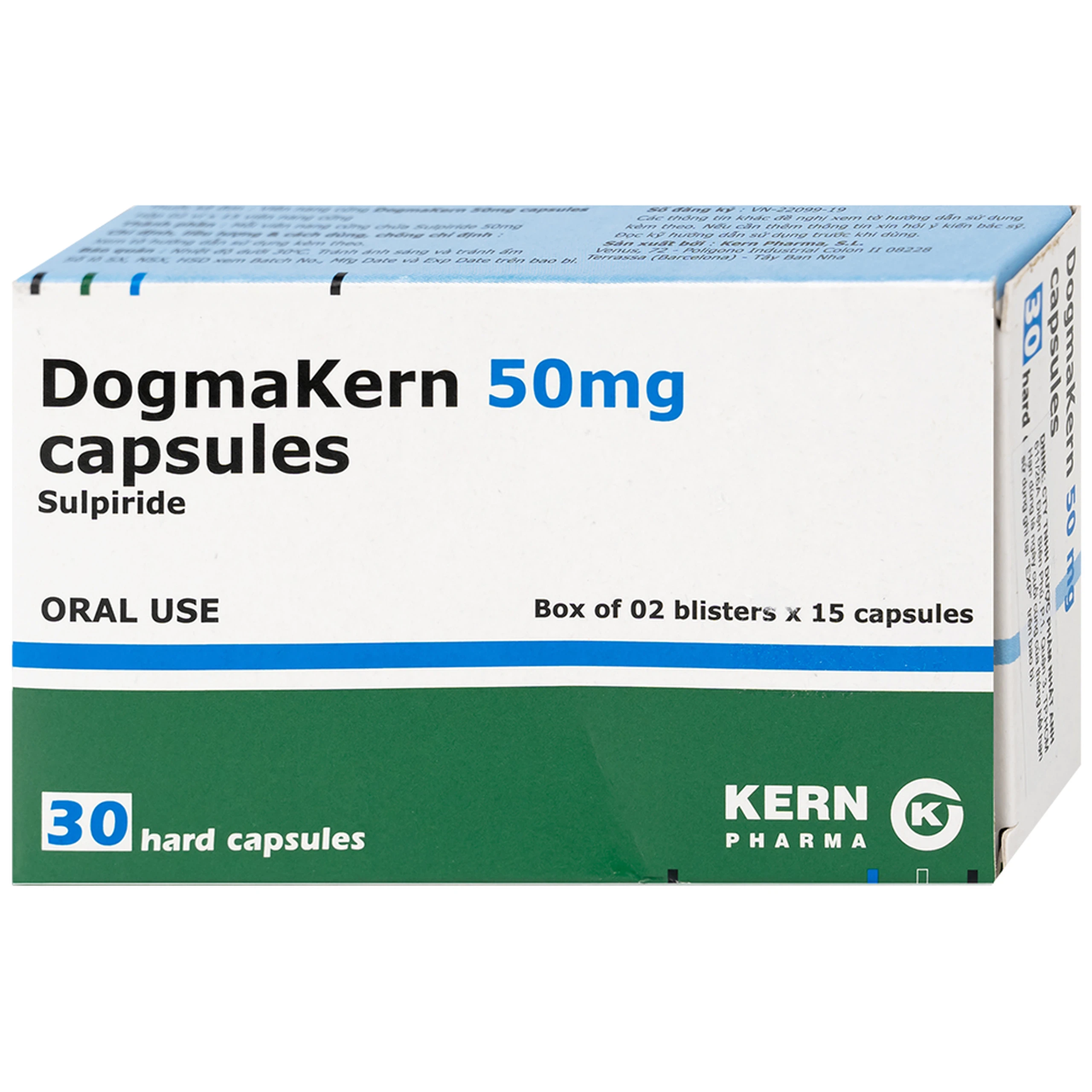 Thuốc DogmaKern 50mg capsules điều trị tâm thần phân liệt cấp và mạn tính (2 vỉ x 15 viên)