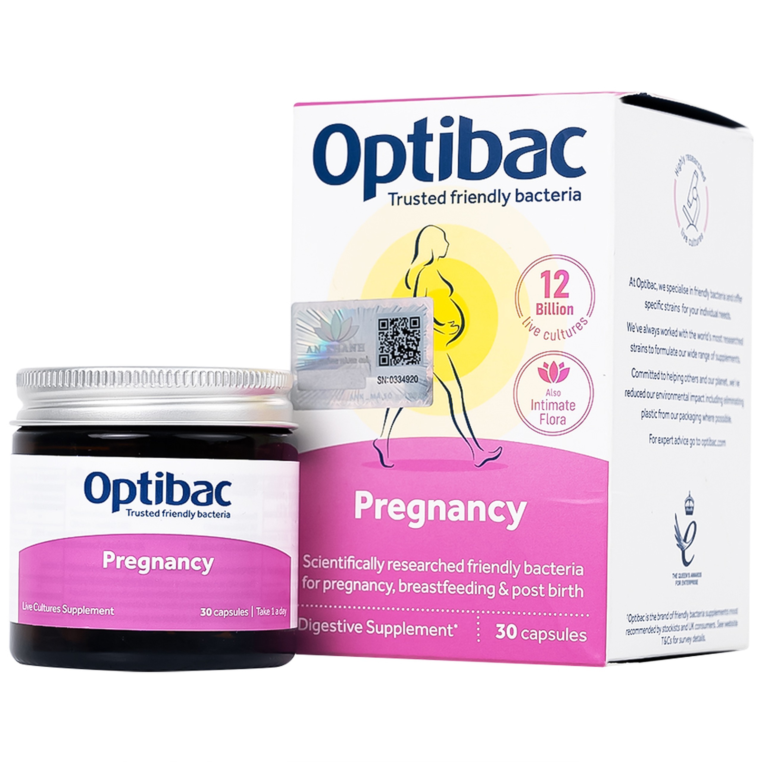 Viên uống Optibac Pregnancy bổ sung lợi khuẩn cho đường ruột, hỗ trợ tiêu hóa (30 viên)