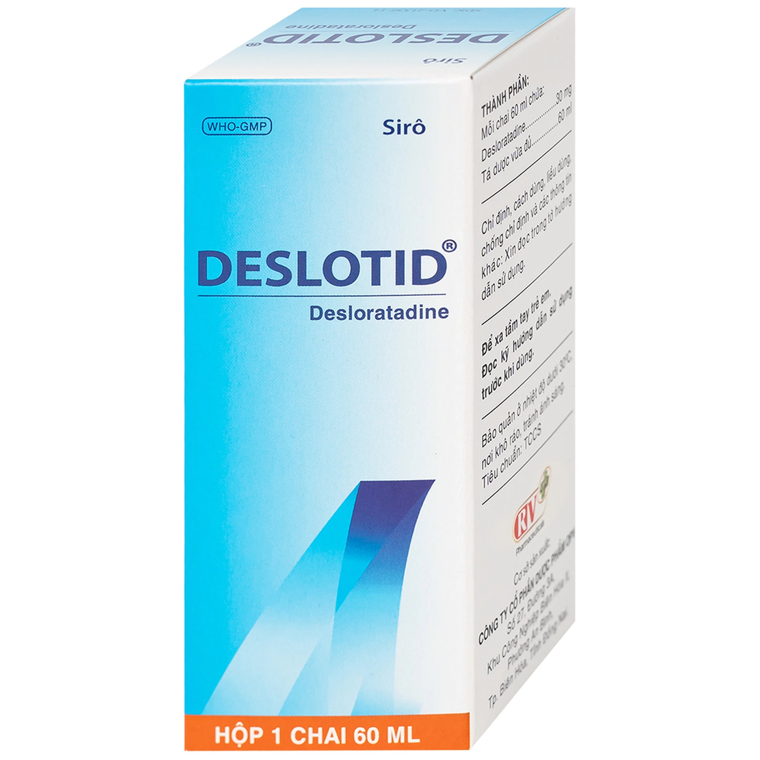 Siro Deslotid OPV trị viêm mũi dị ứng, phản ứng dị ứng da (60ml)