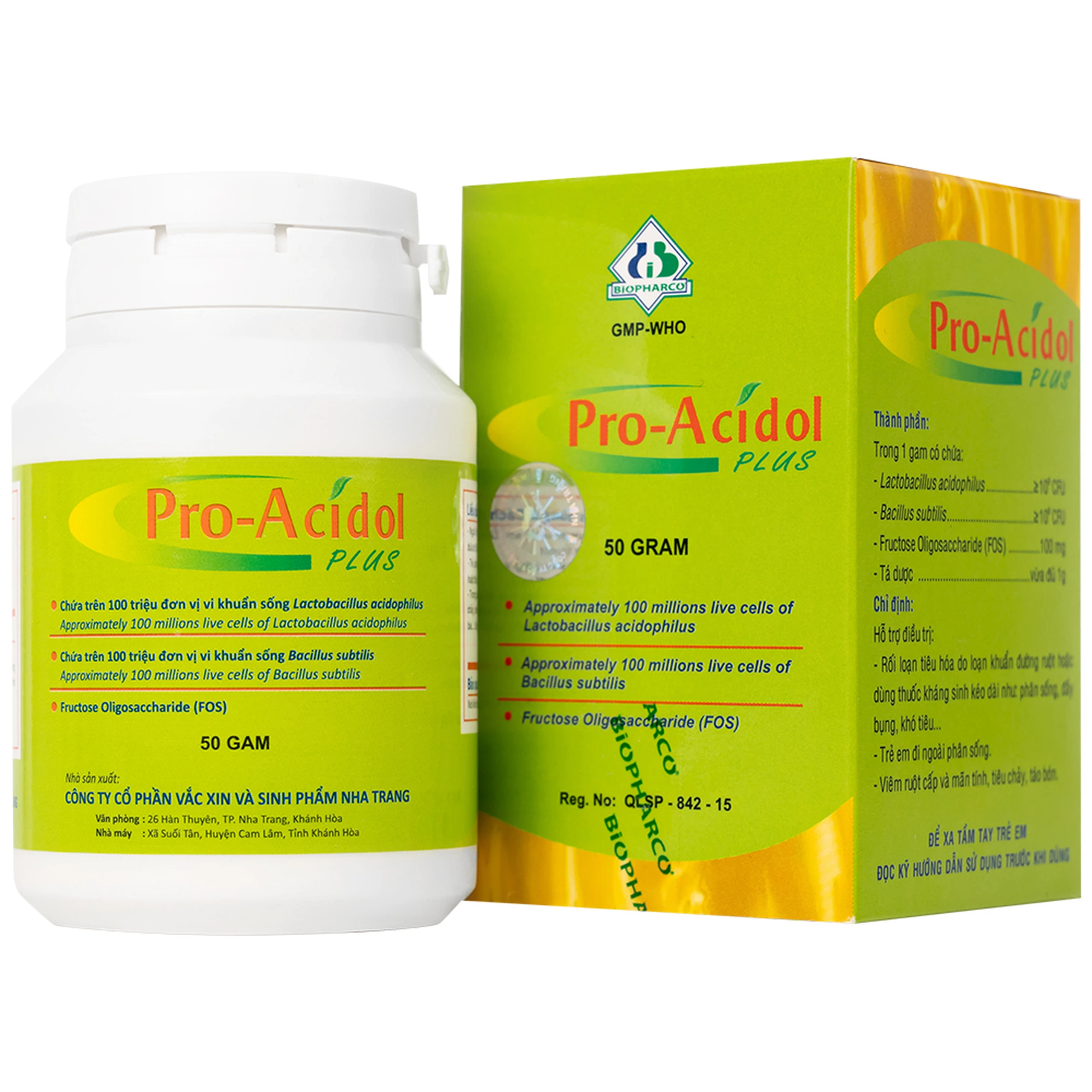 Thuốc Pro-Acidol Plus 50g Biopharco điều trị rối loạn tiêu hóa, viêm ruột, tiêu chảy, táo bón 