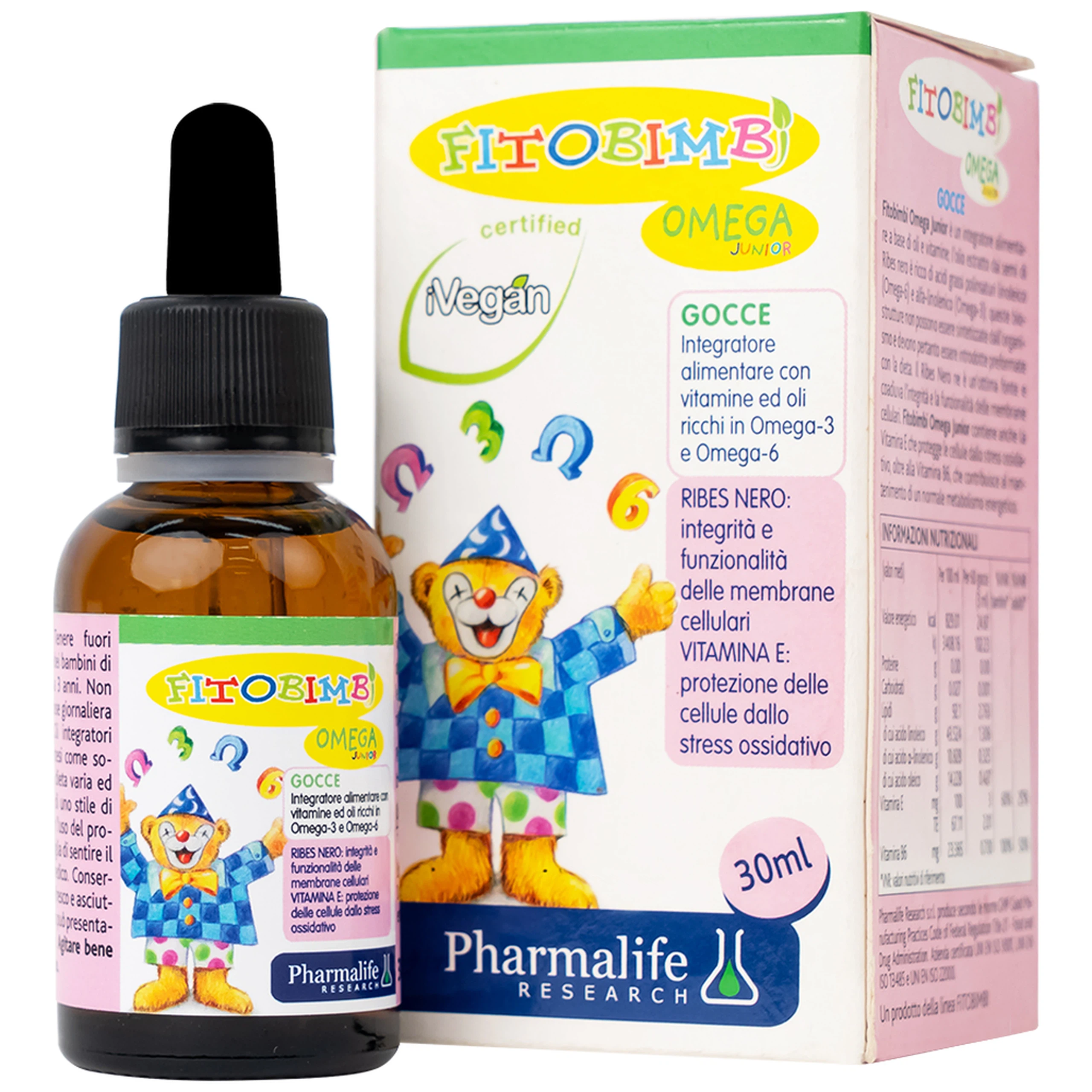 Siro Fitobimbi Omega Junior Gocce Pharmalife bổ sung acid béo không no Omega-3, Omega-6 (30ml)