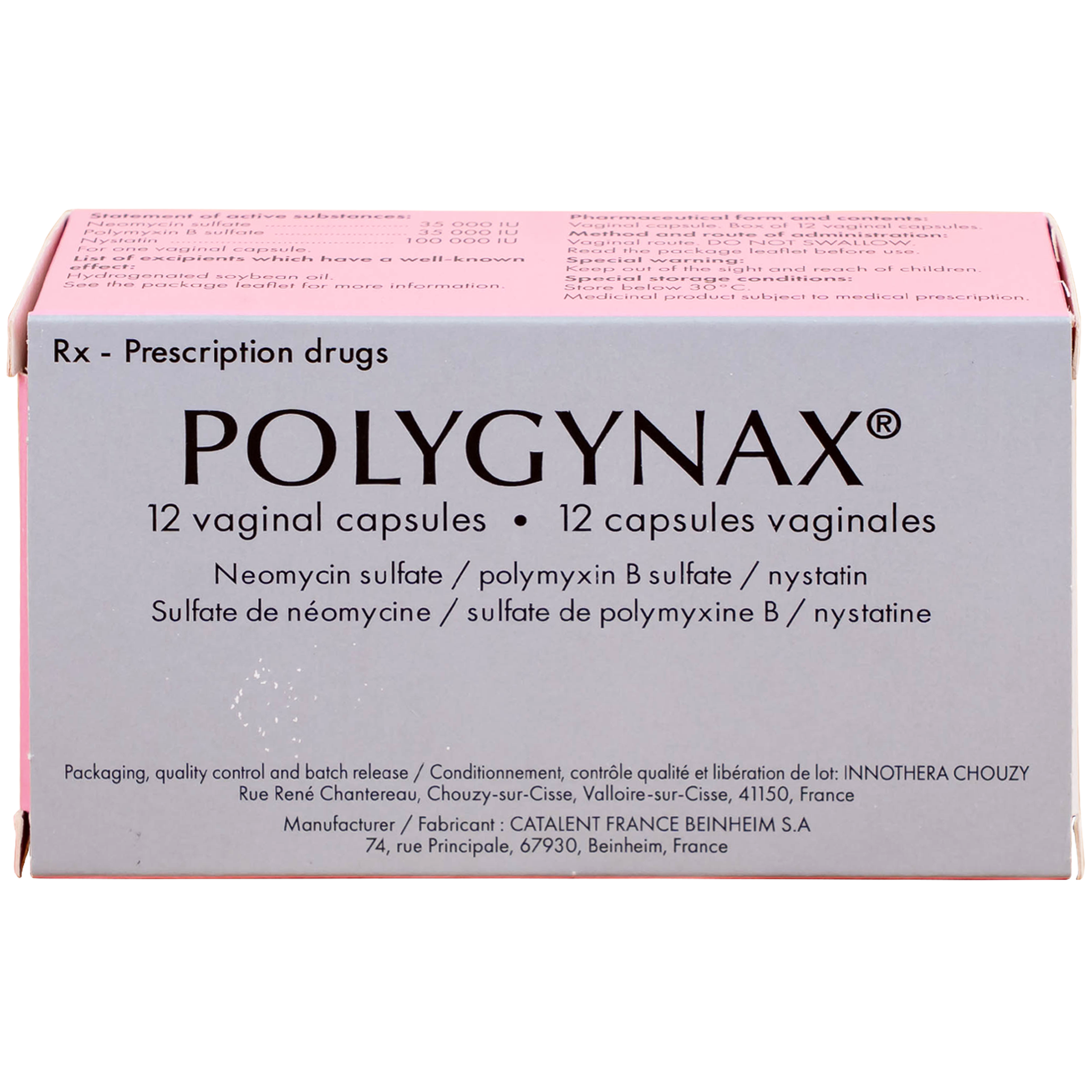 Viên đặt âm đạo Polygynax Innothera Chouzy điều trị viêm âm đạo, âm hộ - âm đạo (2 vỉ x 6 viên)