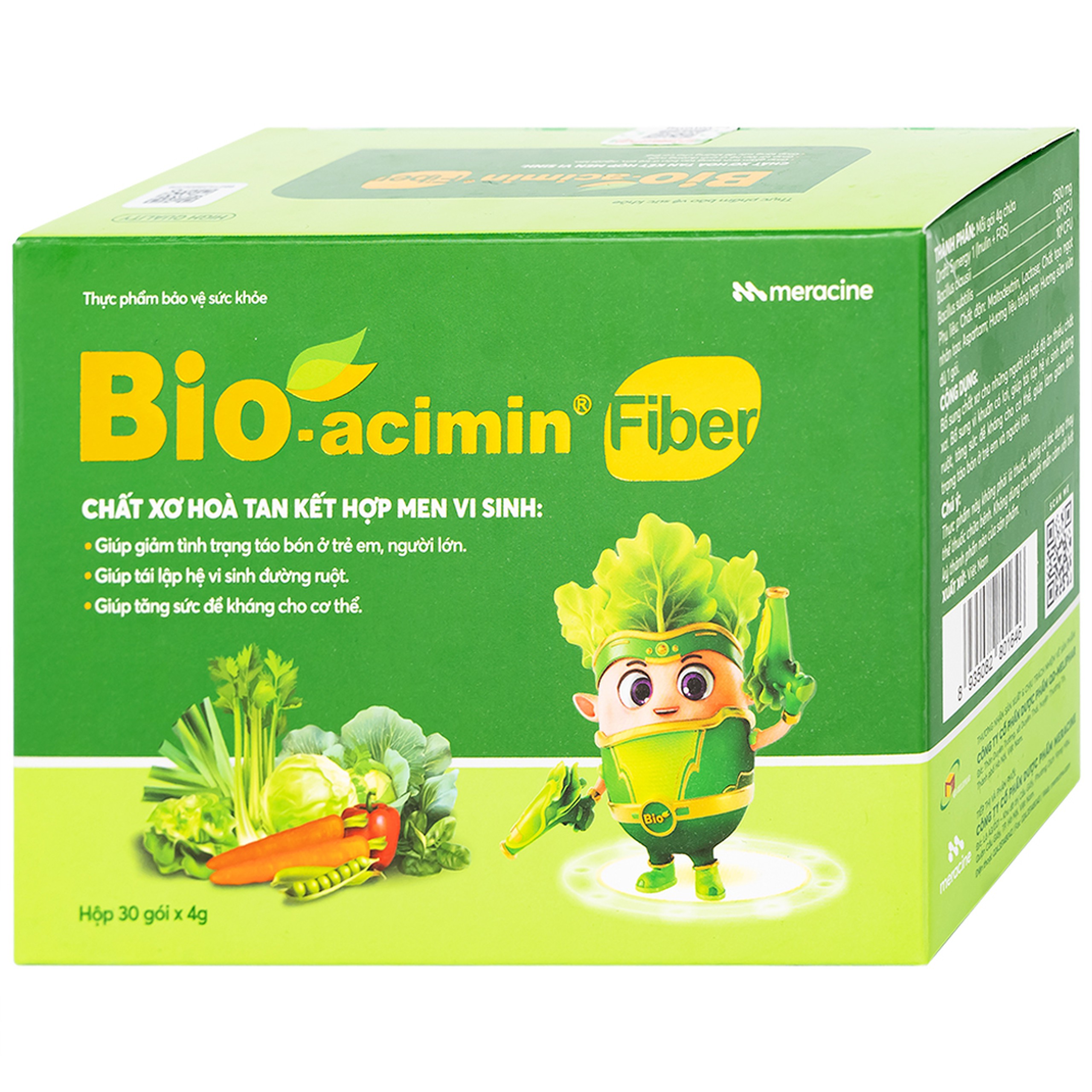 Cốm vi sinh Bio-acimin Fiber QD-Meliphar bổ sung chất sơ hòa tan, giảm tình trạng táo bón (30 gói)