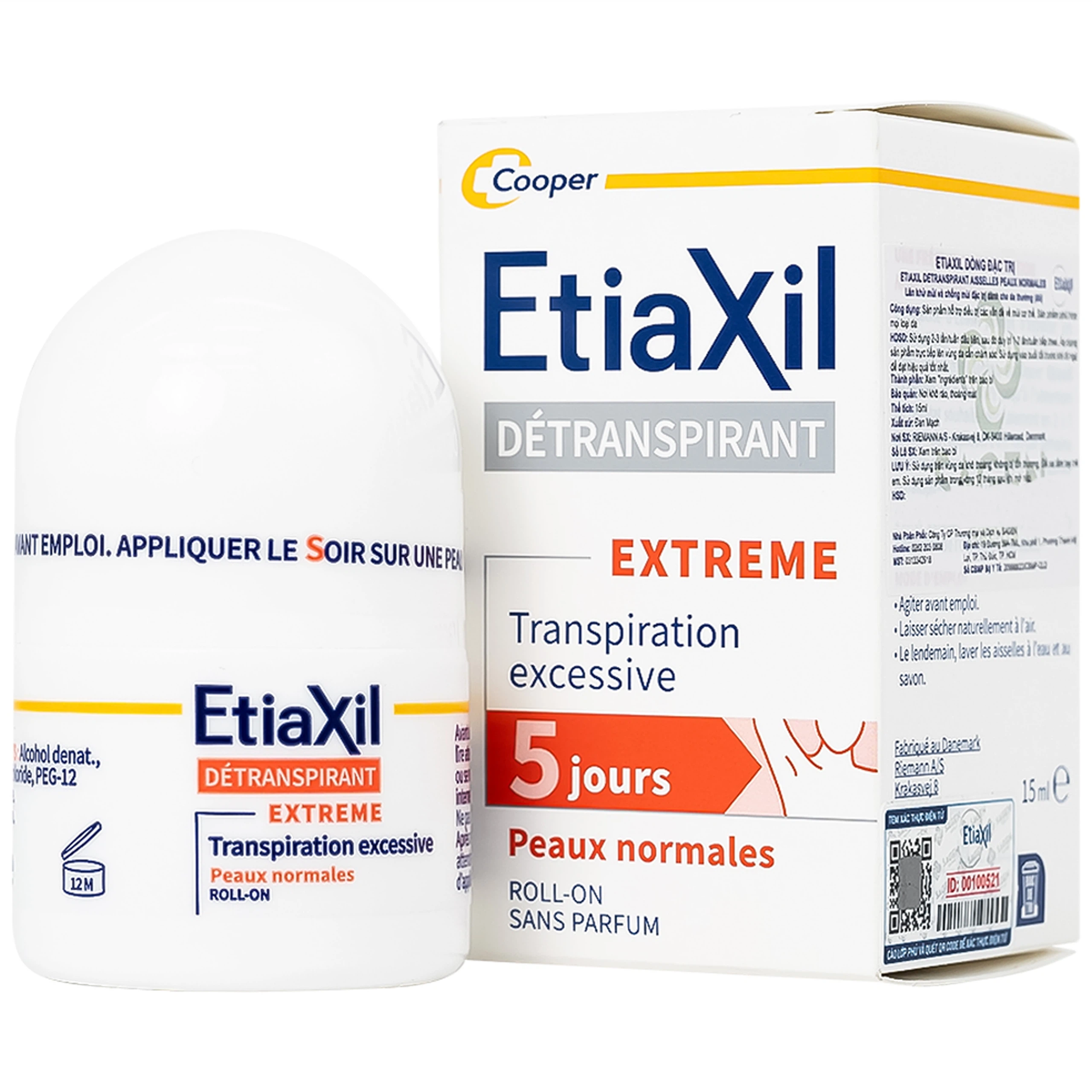Lăn khử mùi EtiaXil Detranspirant Aisselles Peaux Normales đặc trị khử mùi hôi cho vùng da dưới cánh tay (15ml)
