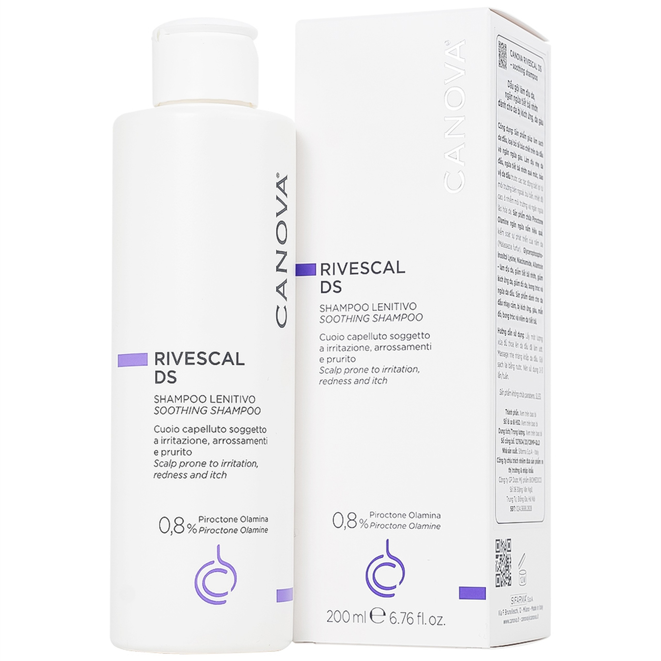Dầu gội Canova Rivescal DS Soothing Shampoo Biomedico làm dịu da, ngăn ngừa tiết bã nhờn (200ml)
