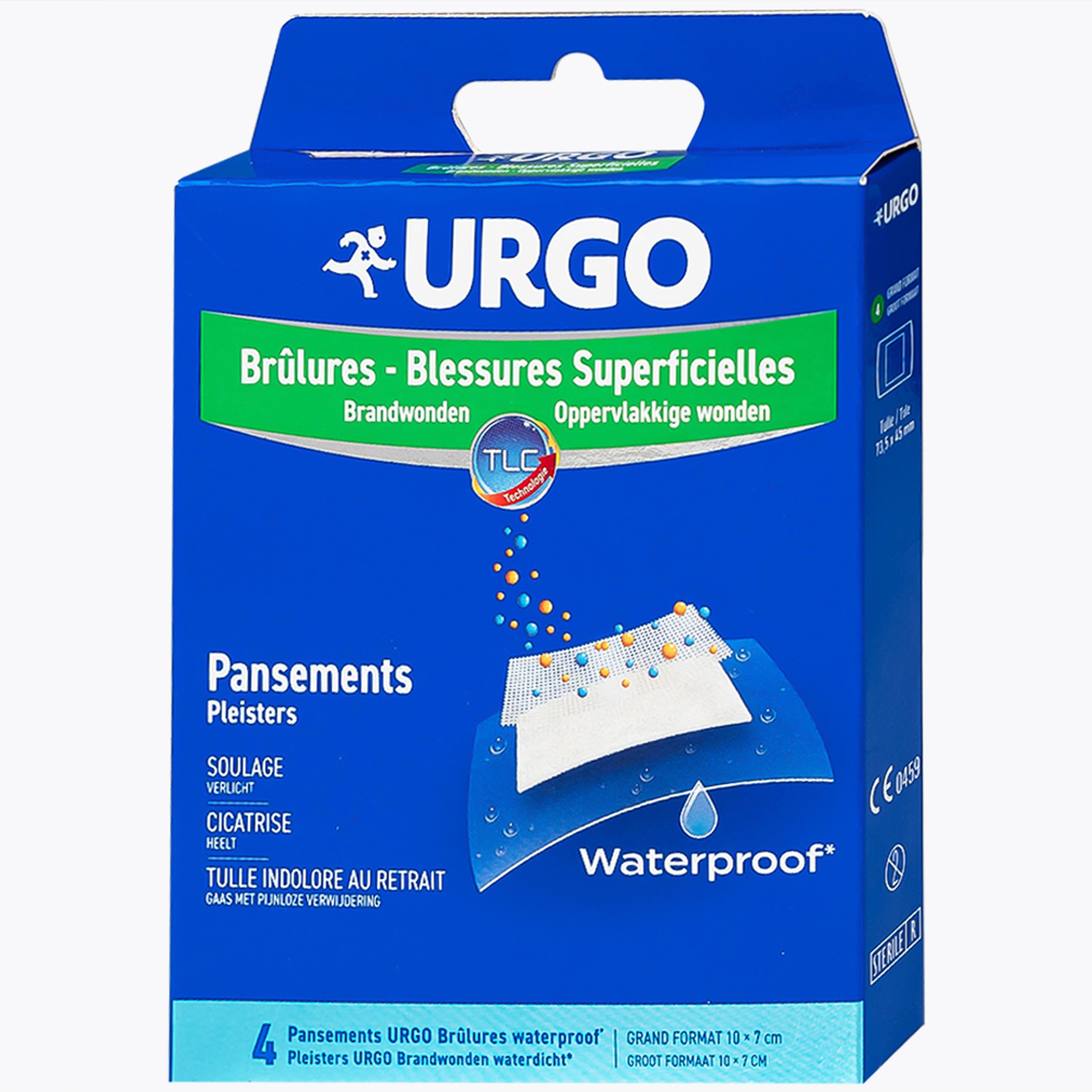 Băng cá nhân tiệt trùng Urgo Brulures Waterproof 10cm x 7cm cho vết thương bỏng, thấm hút dịch tiết cho vết thương (4 miếng)