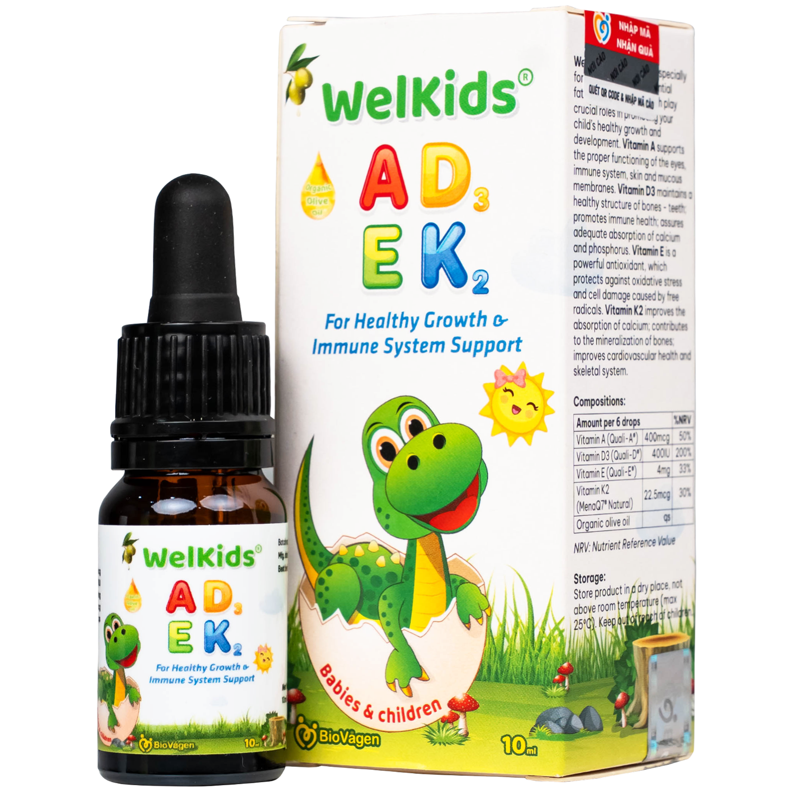 Thực phẩm bảo vệ sức khoẻ Welkids Adek (10ml)