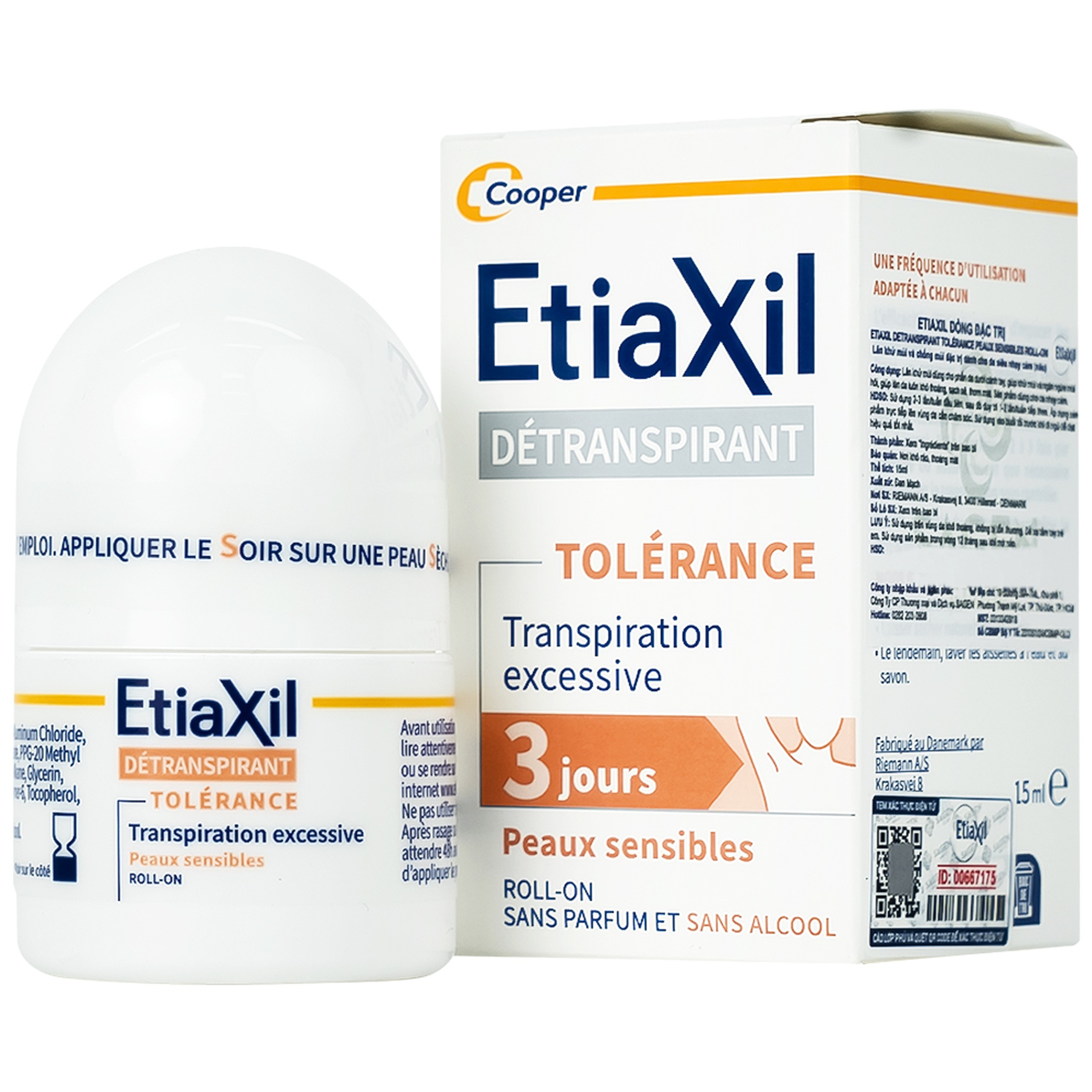 Lăn khử mùi EtiaXil Détranspirant Tolérance Transpiration excessive 15ml đặc trị dành cho da siêu nhạy cảm