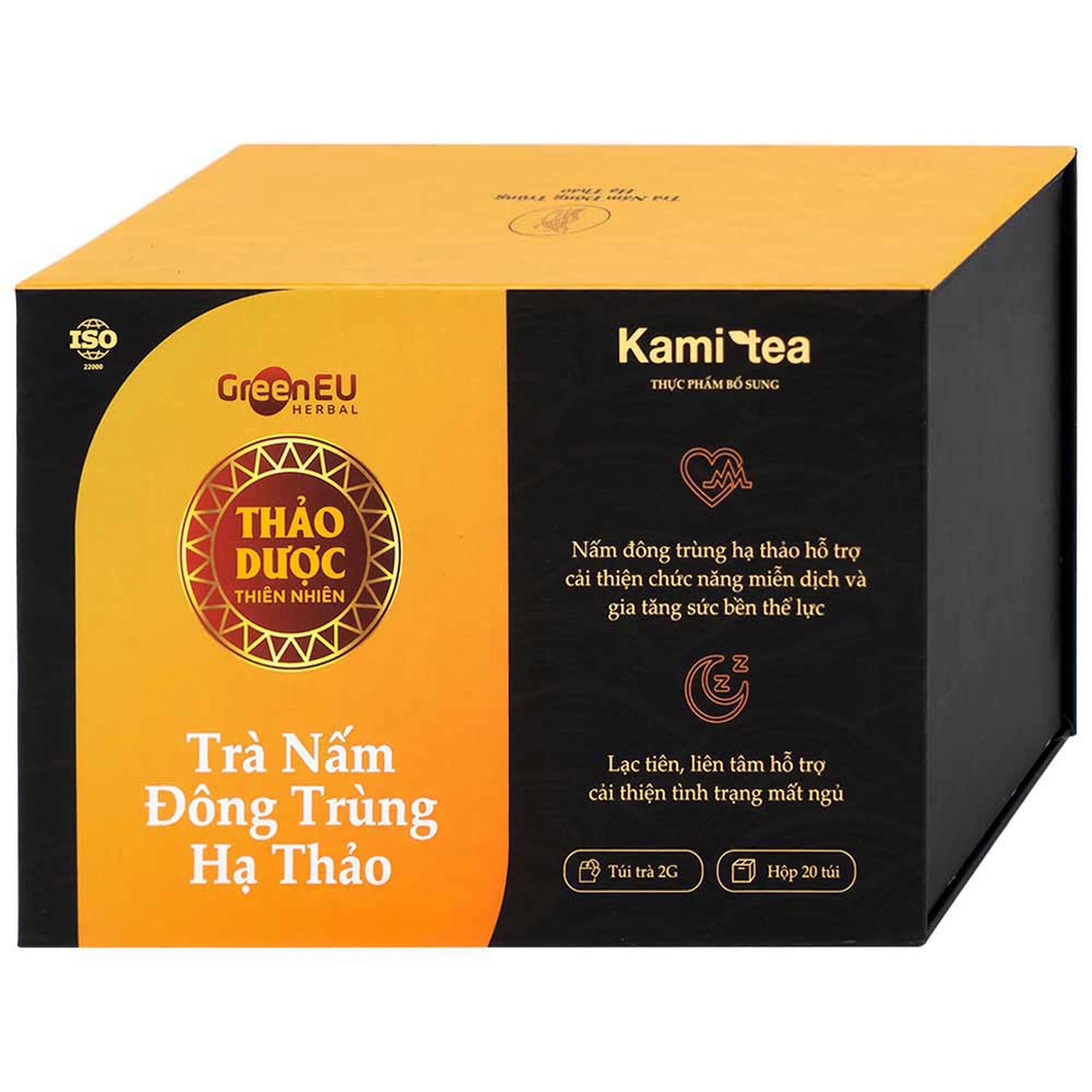 Trà Nấm Đông Trùng Hạ Thảo Kami tea hỗ trợ cải thiện chức năng miễn dịch, cải thiện tình trạng mất ngủ (20 túi)