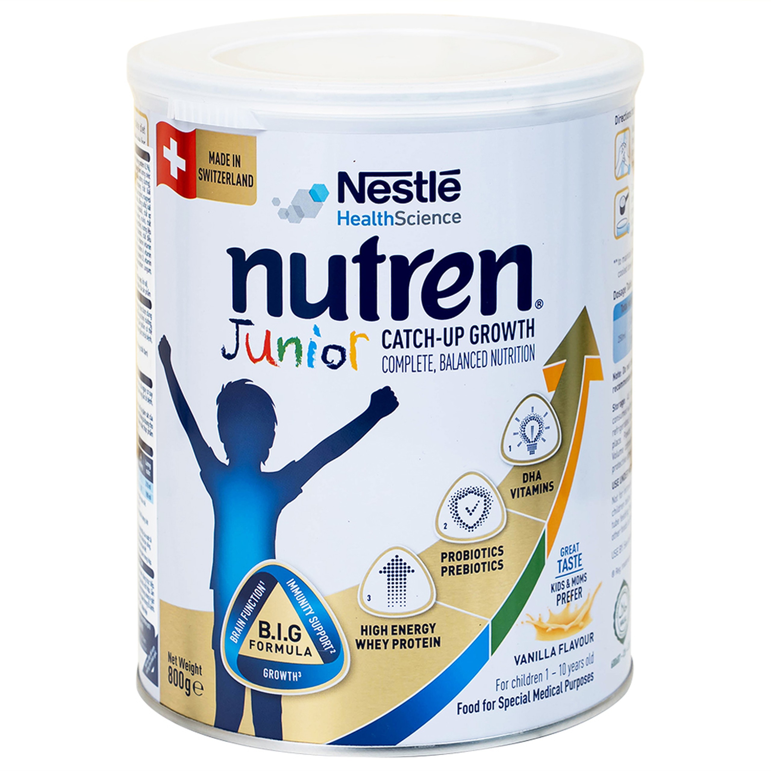 Sữa bột Nutren Junior 800g Nestlé bổ sung hoặc thay thế bữa ăn hàng ngày cho trẻ suy dinh dưỡng 
