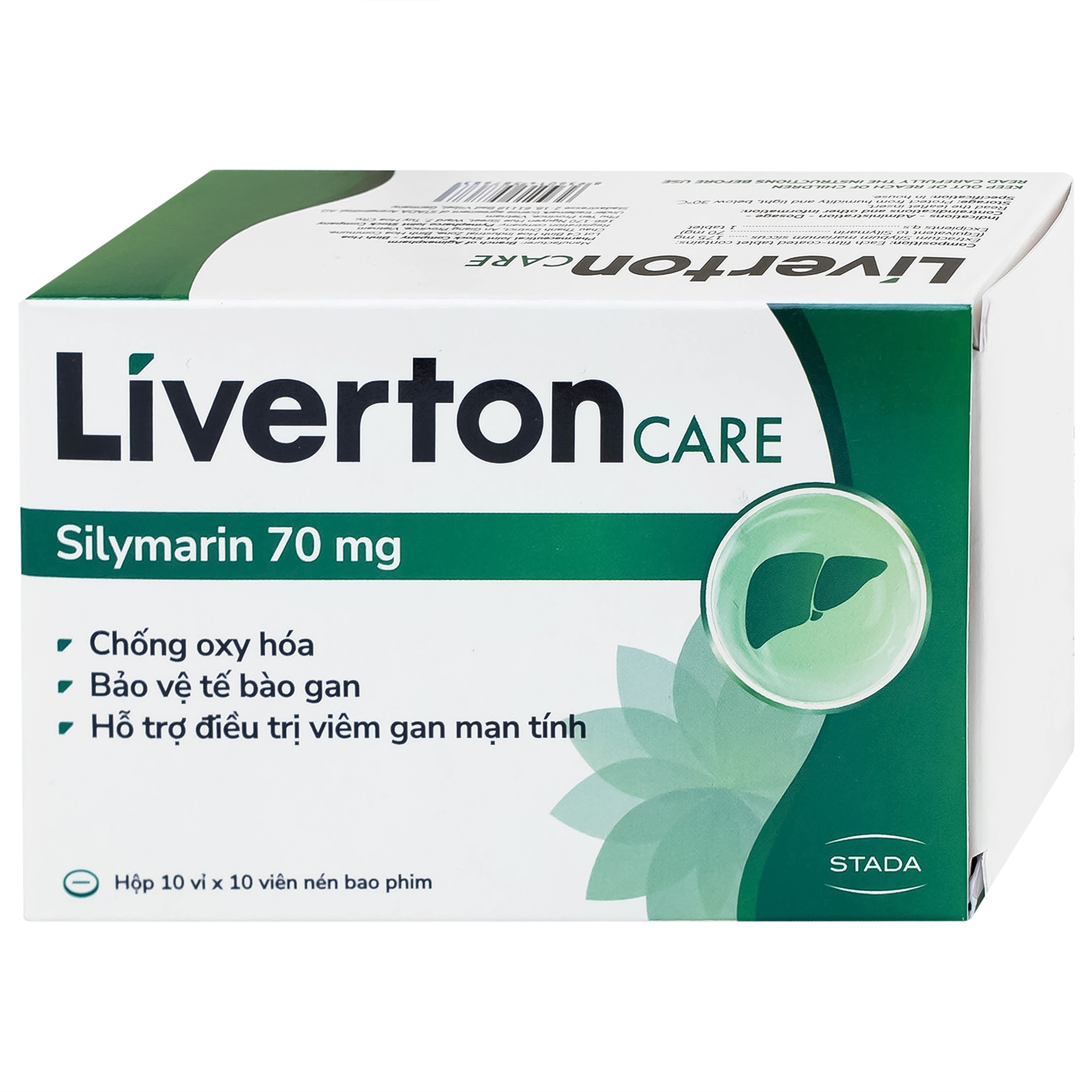 Thuốc Liverton Care 70mg Stada hỗ trợ điều trị viêm gan mạn tính, có tác dụng lợi mật, chống oxy hóa, ức chế xơ hóa gan và bảo vệ tế bào gan (10 vỉ x 10 viên)