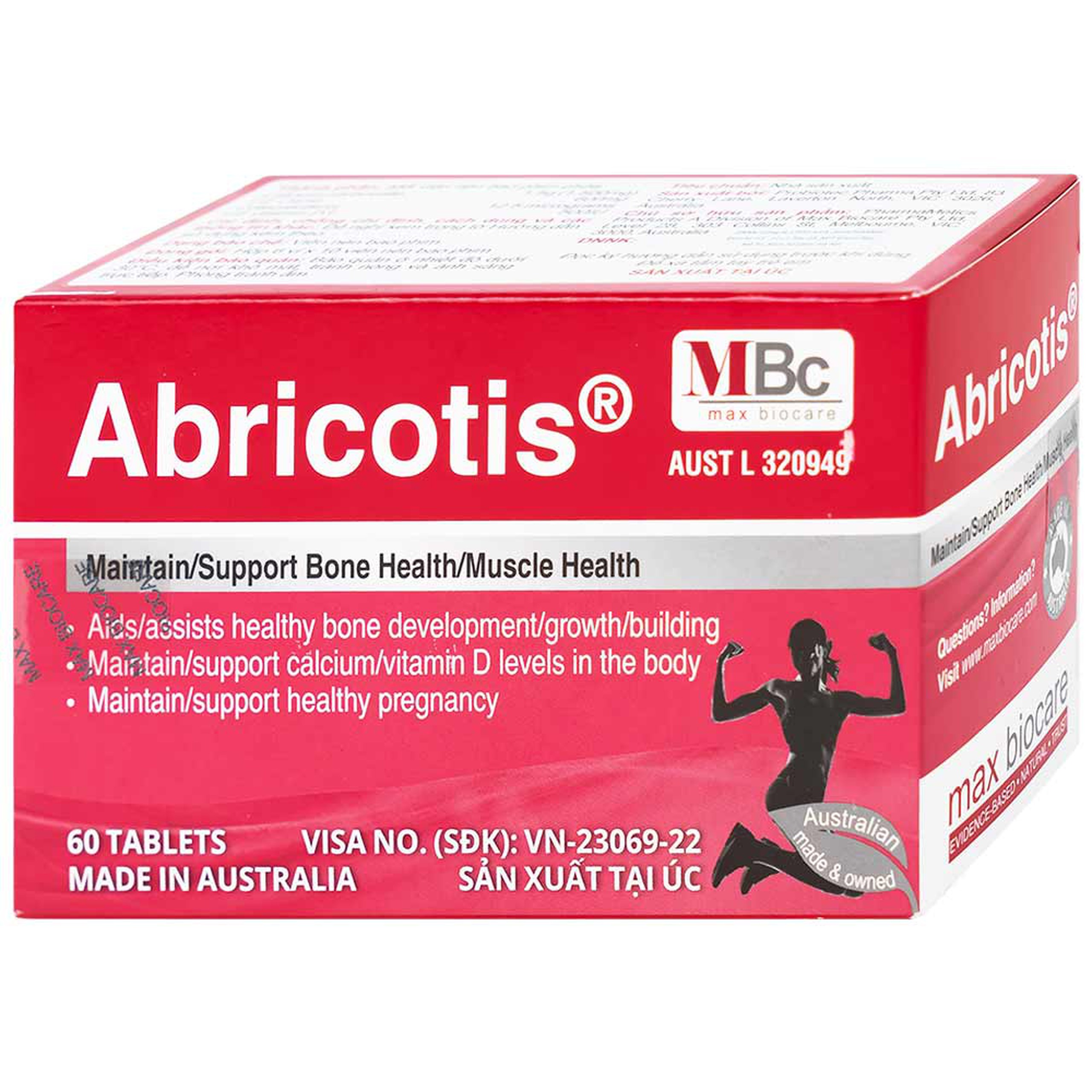 Thuốc Abricotis Probiotec hỗ trợ sức khỏe xương, cơ bắp, bổ sung canxi (6 vỉ x 10 viên)