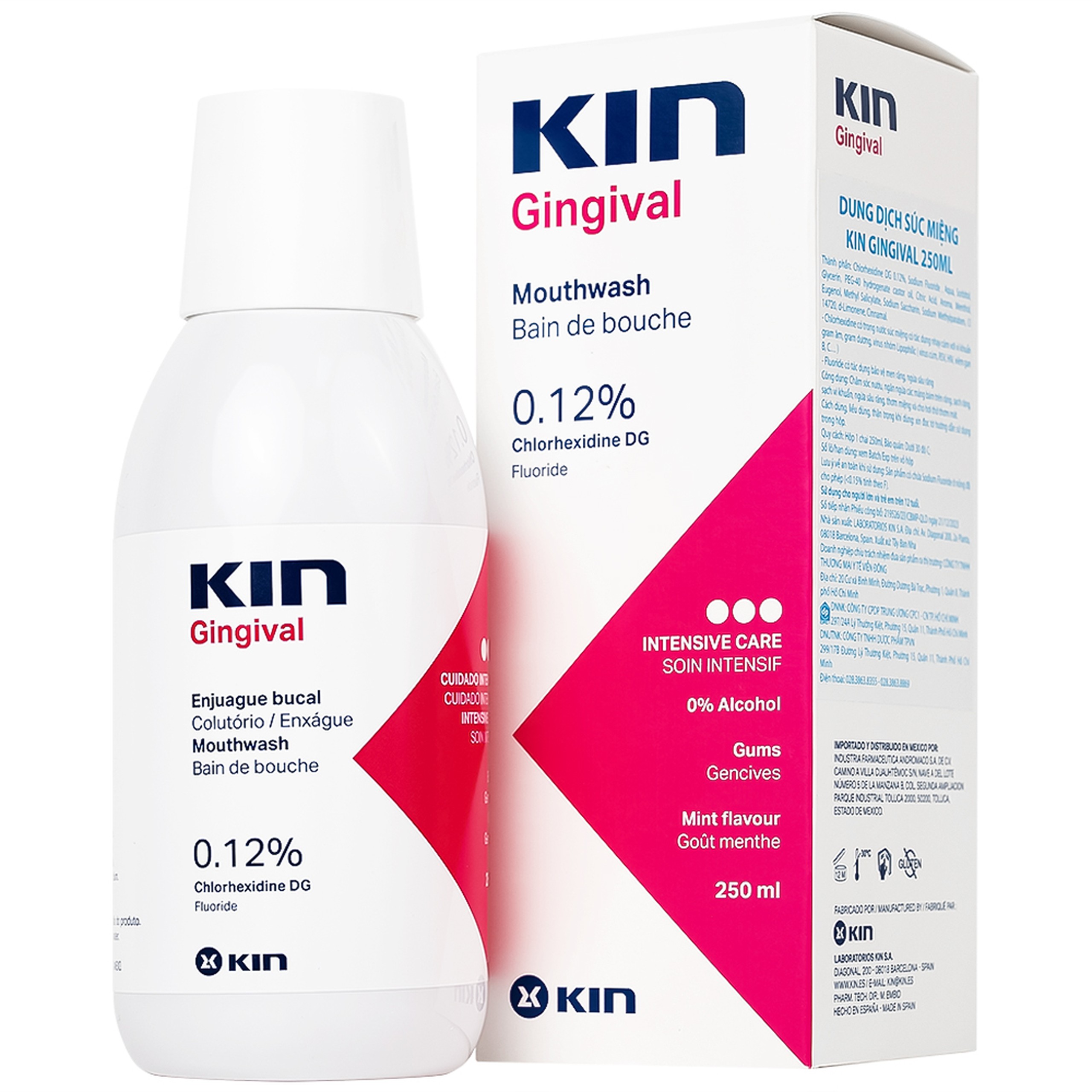 Dung dịch súc miệng Kin Gingival 250ml hỗ trợ chăm sóc nướu, ngăn ngừa các mảng bám trên răng