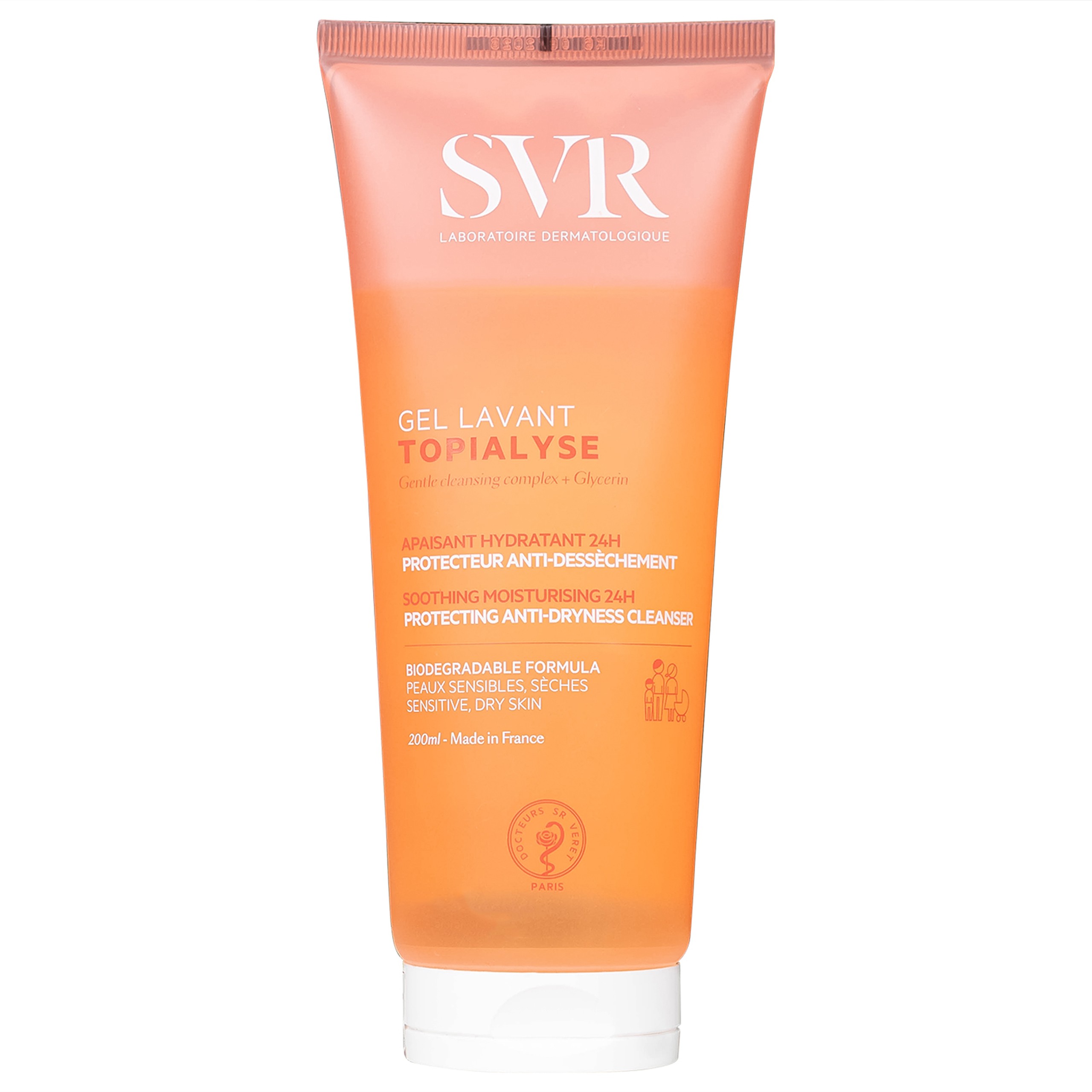 Gel rửa mặt SVR Topialyse Gel Lavant 200ml giúp làm sạch nhẹ nhàng, dưỡng ẩm và làm mềm mịn da