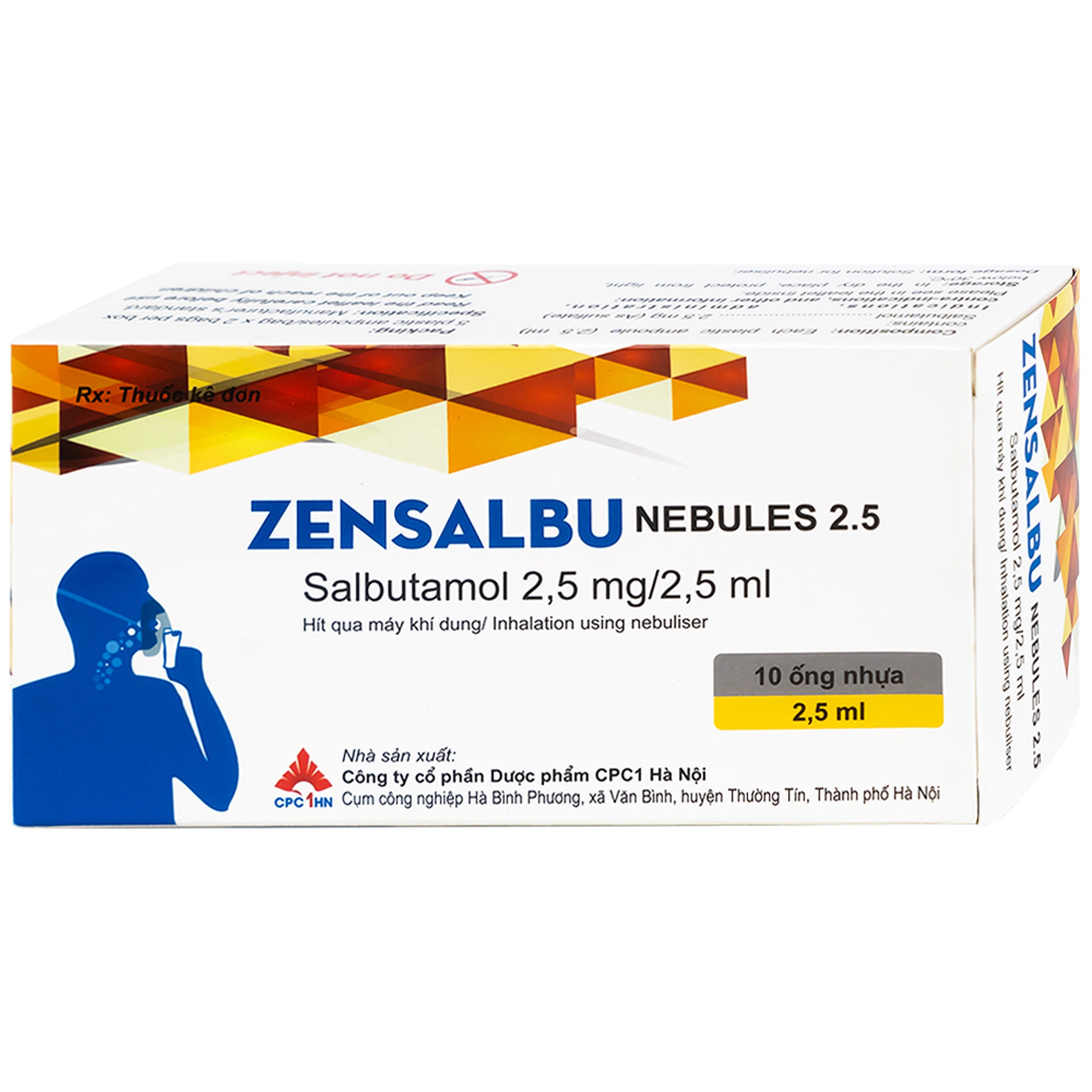 Thuốc Zensalbu 2.5mg CPC1HN kiểm soát co thắt phế quản mạn, điều trị hen nặng cấp tính (2 vỉ x 5 ống)