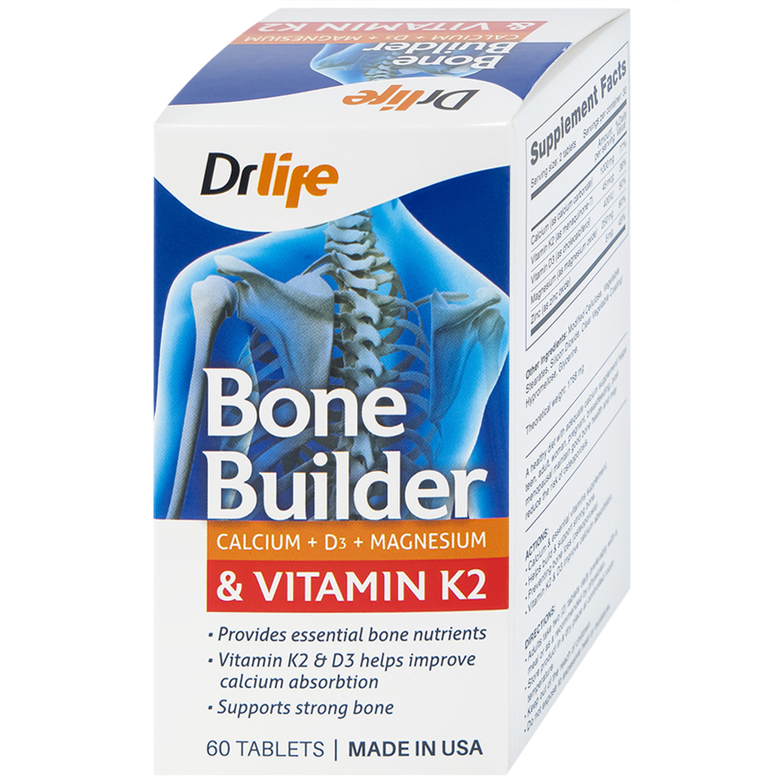 Viên uống Bone Builder Drlife bổ sung canxi và vitamin cho xương (60 viên)