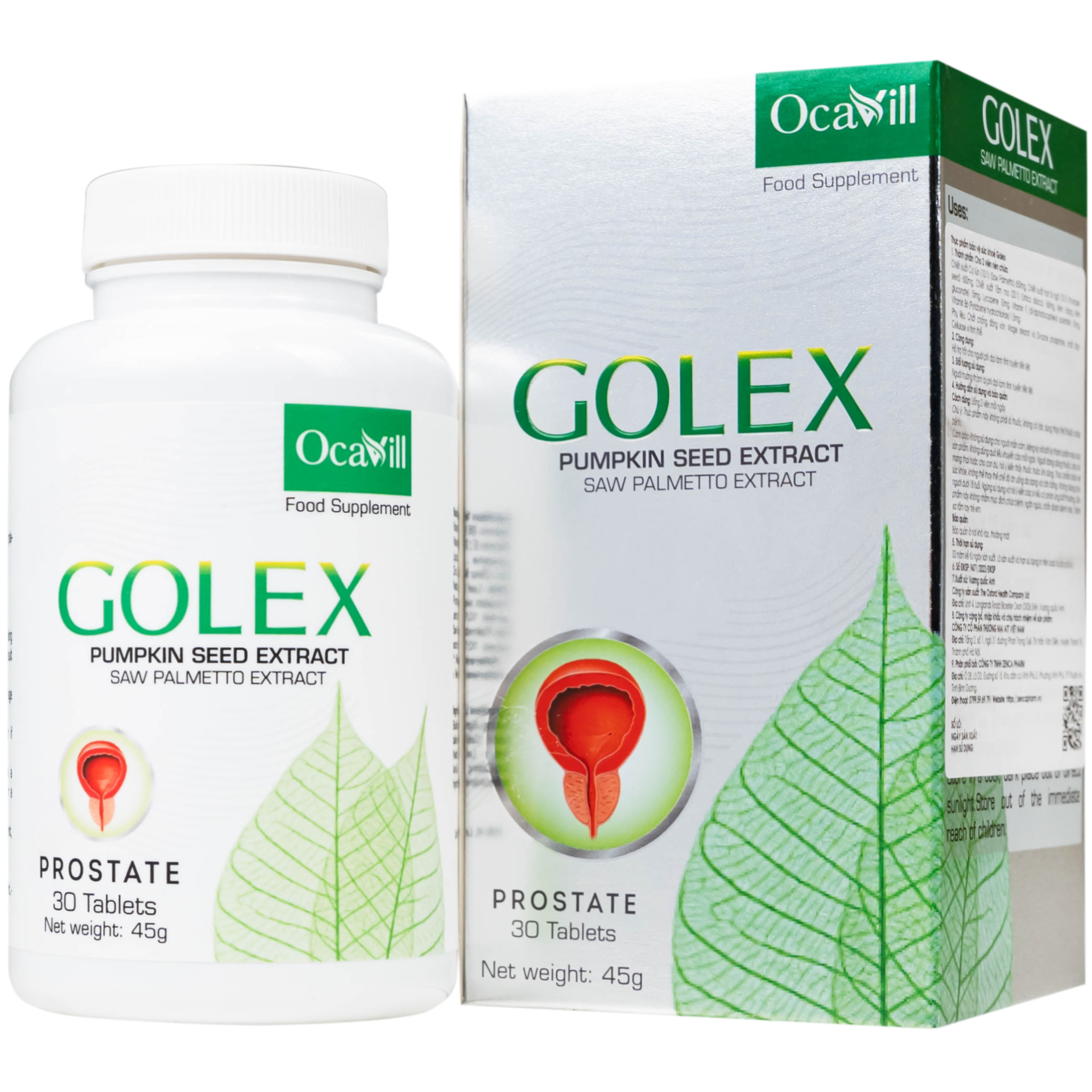Viên uống Golex Ocavill hỗ trợ chống lại sự phình to của tuyến tiền liệt, cải thiện các rối loạn tiểu tiện (30 viên)