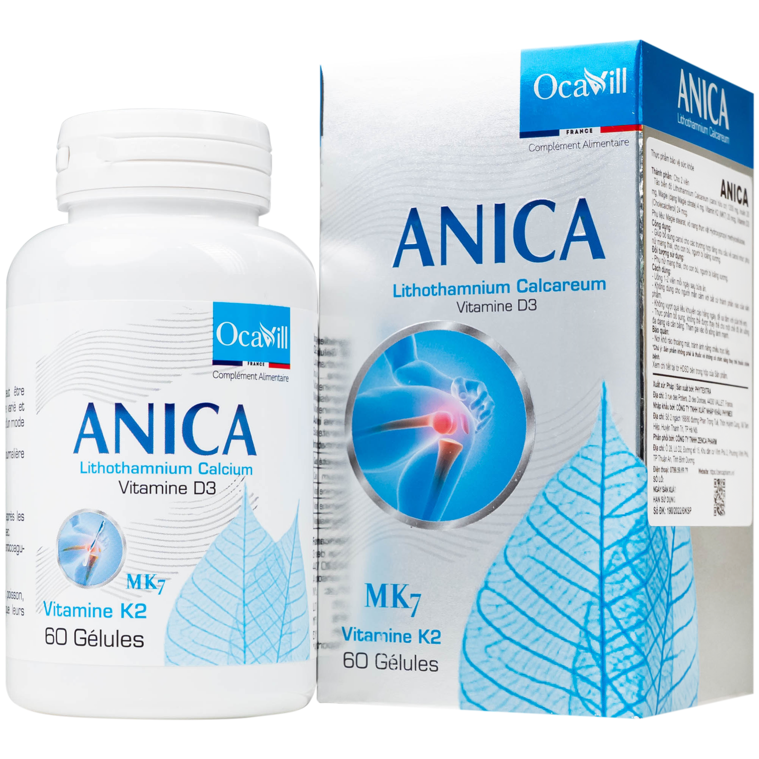 Viên uống Anica Ocavill bổ sung Canxi và Vitamin D3 (60 viên)