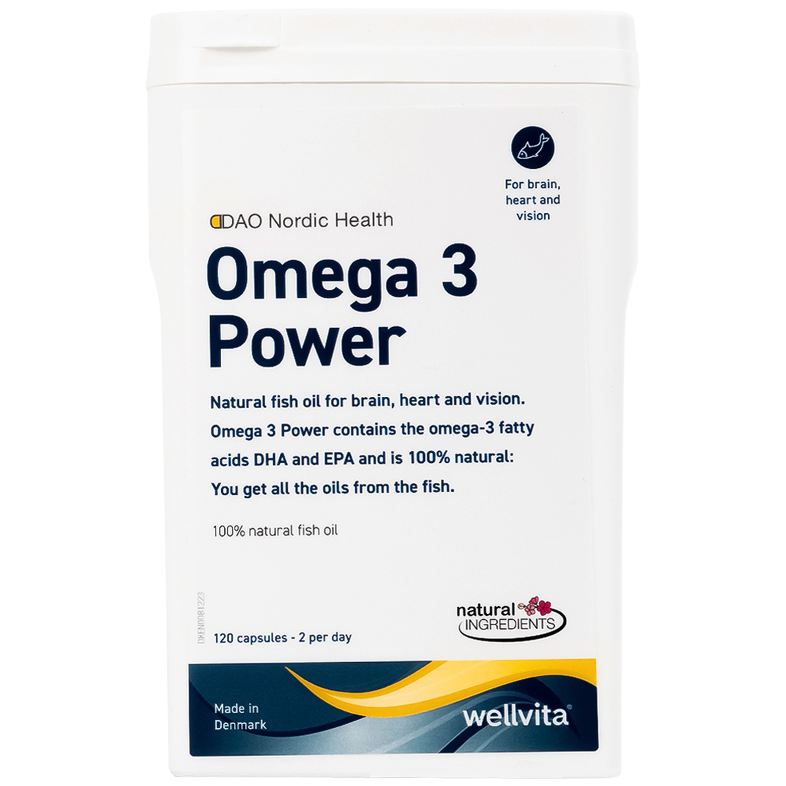 Viên uống Omega 3 Power DAO Nordic Health hỗ trợ tăng cường sức khoẻ tim mạch, giảm mỡ máu (120 viên)