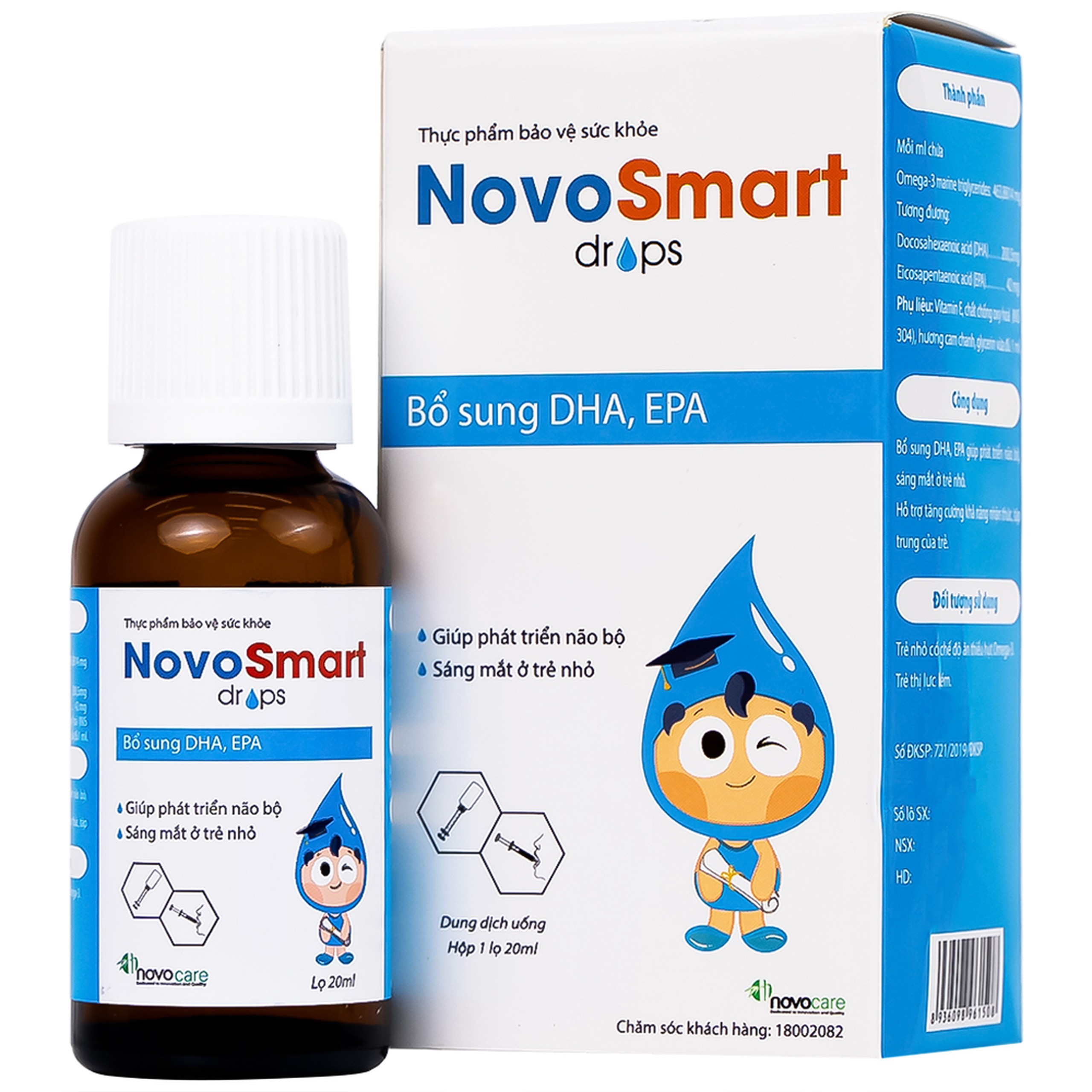 Dung dịch uống NovoSmart Drops 20ml Novocare bổ sung DHA, EPA, phát triển não bộ  