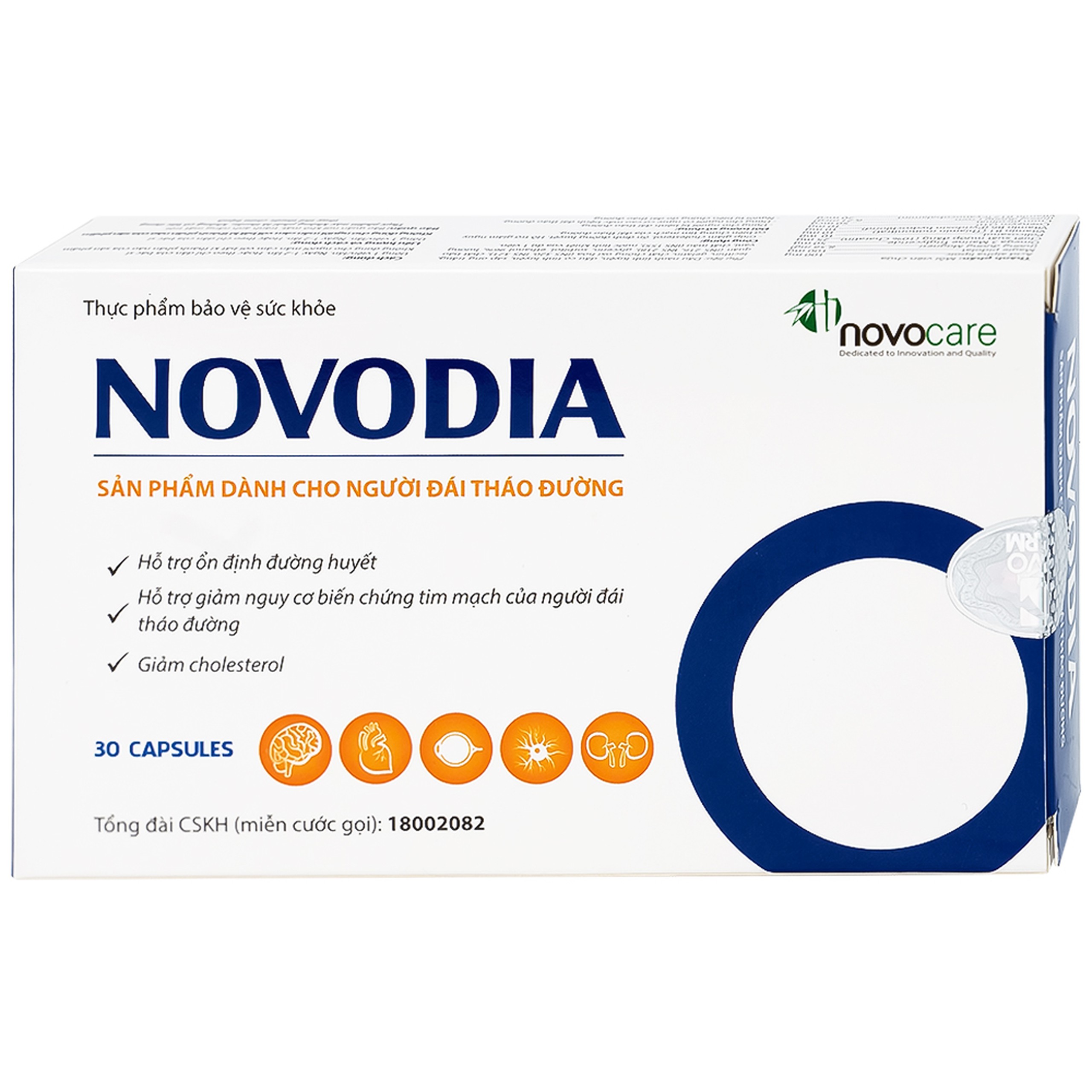 Viên uống Novodia Novocare hỗ trợ ổn định đường huyết, giảm biến chứng tim mạch (2 vỉ x 15 viên)