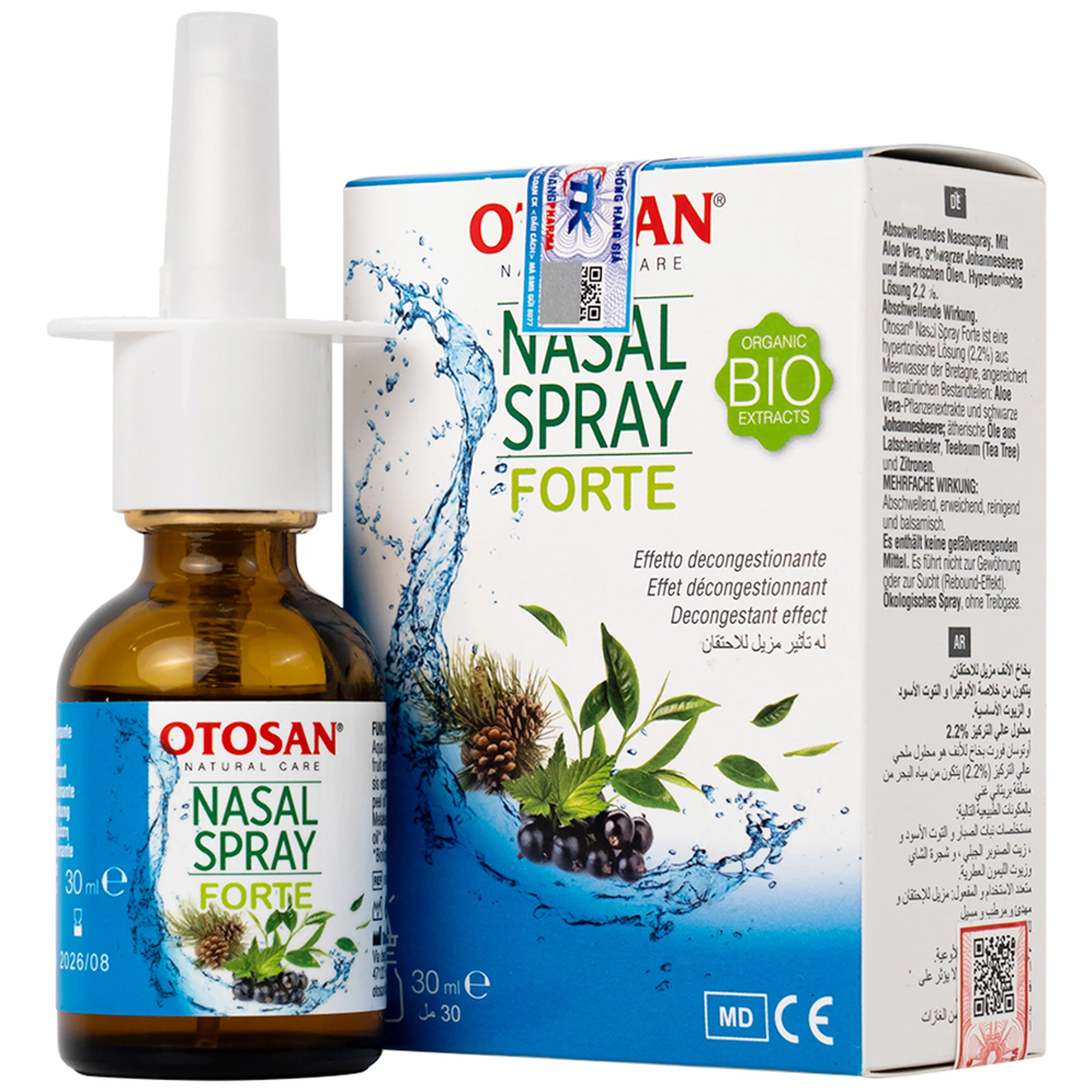 Dung dịch xịt mũi Otosan Nasal Spray Forte hỗ trợ điều trị viêm mũi, viêm xoang (30ml)