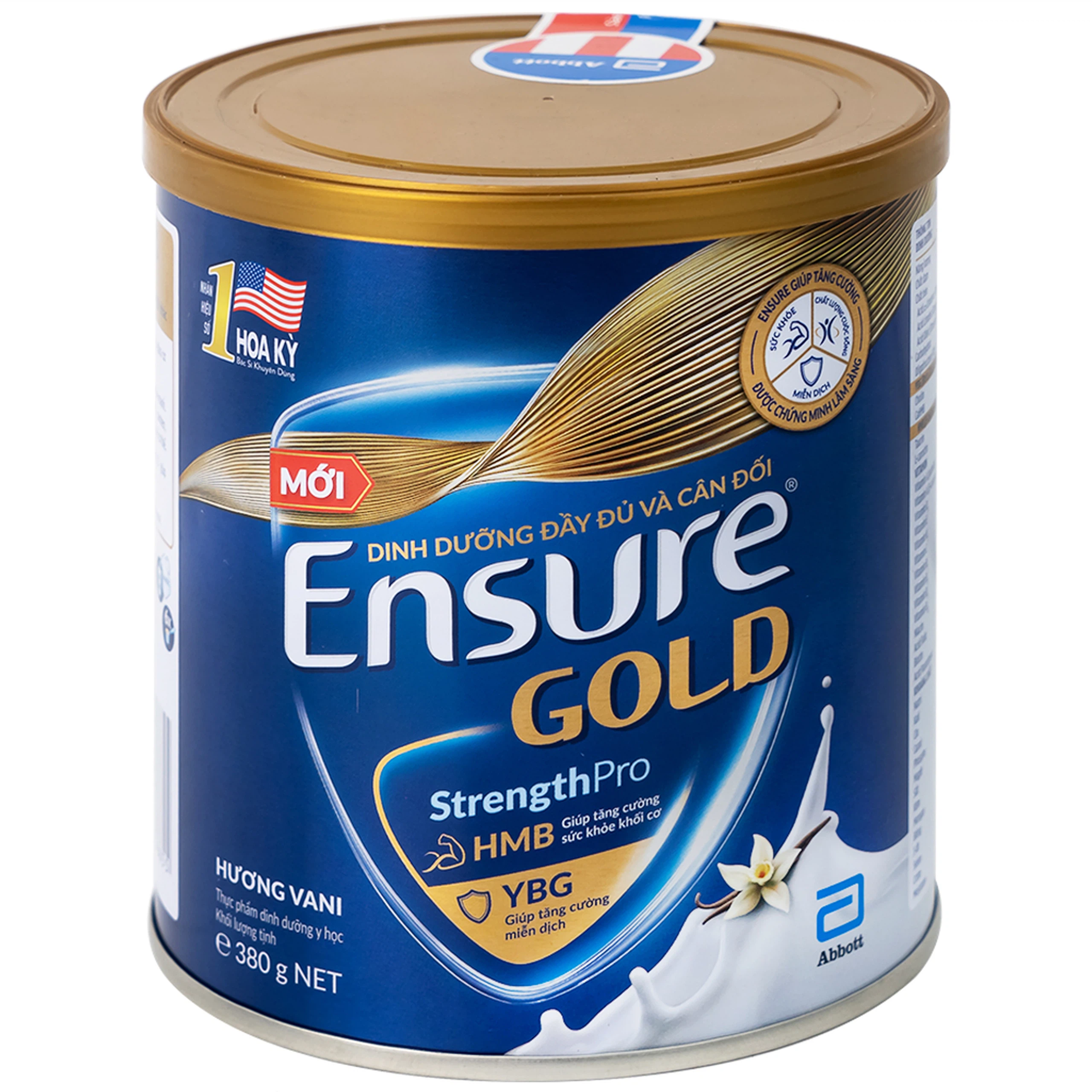 Sữa bột Ensure Gold StrengthPro Abbott hương vani tăng cường sức khỏe khối cơ, tăng miễn dịch (380g)