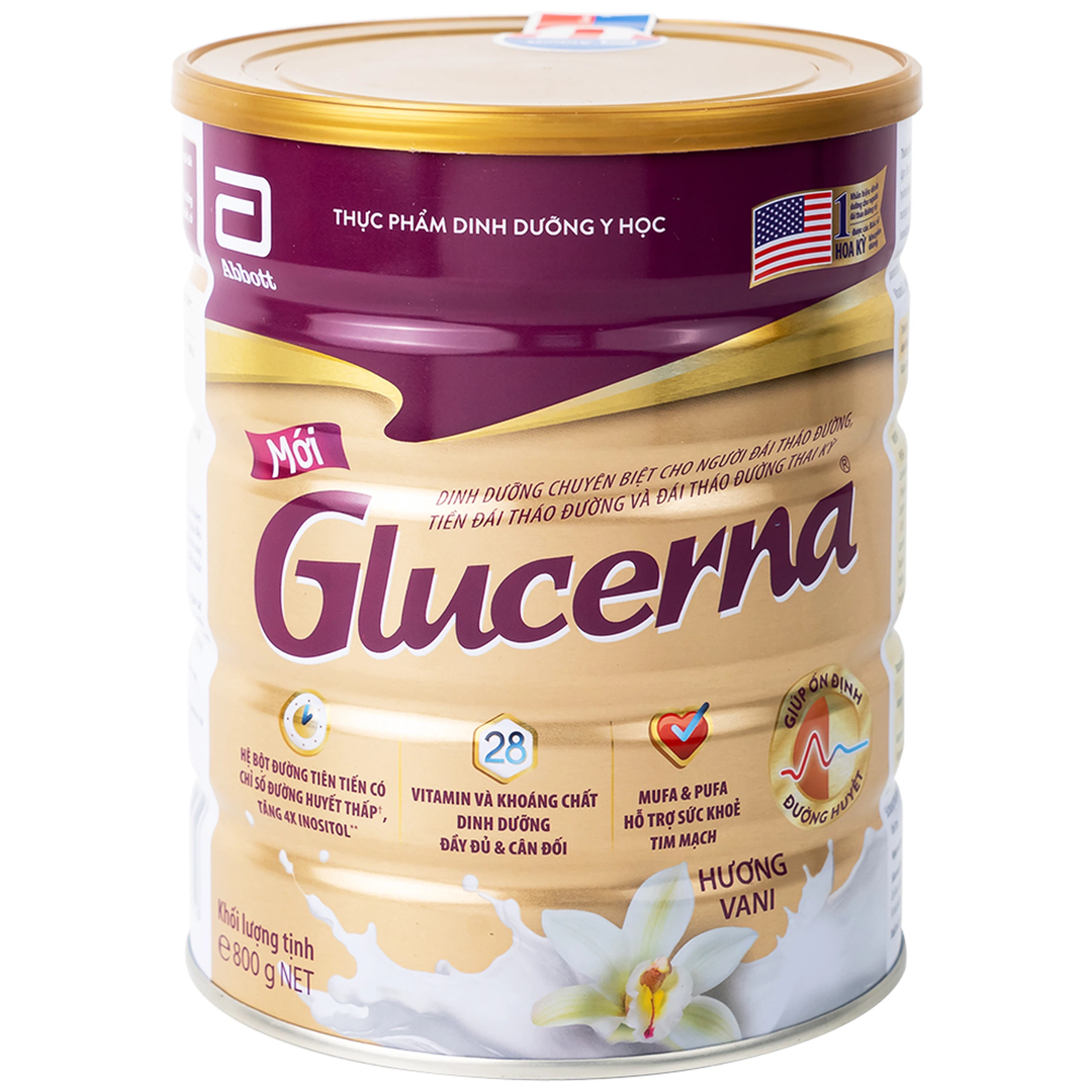 Sữa bột Glucerna Abbott bổ sung dinh dưỡng đặc biệt cho người đái tháo đường (800g)