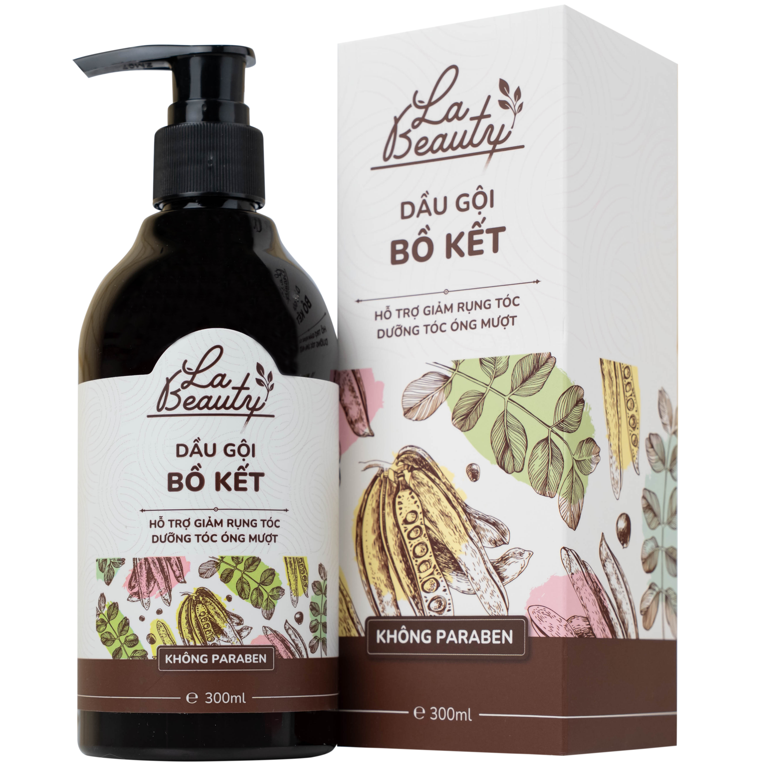 Dầu gội bồ kết cô đặc La Beauty giảm gãy rụng, dưỡng tóc óng mượt (300ml)