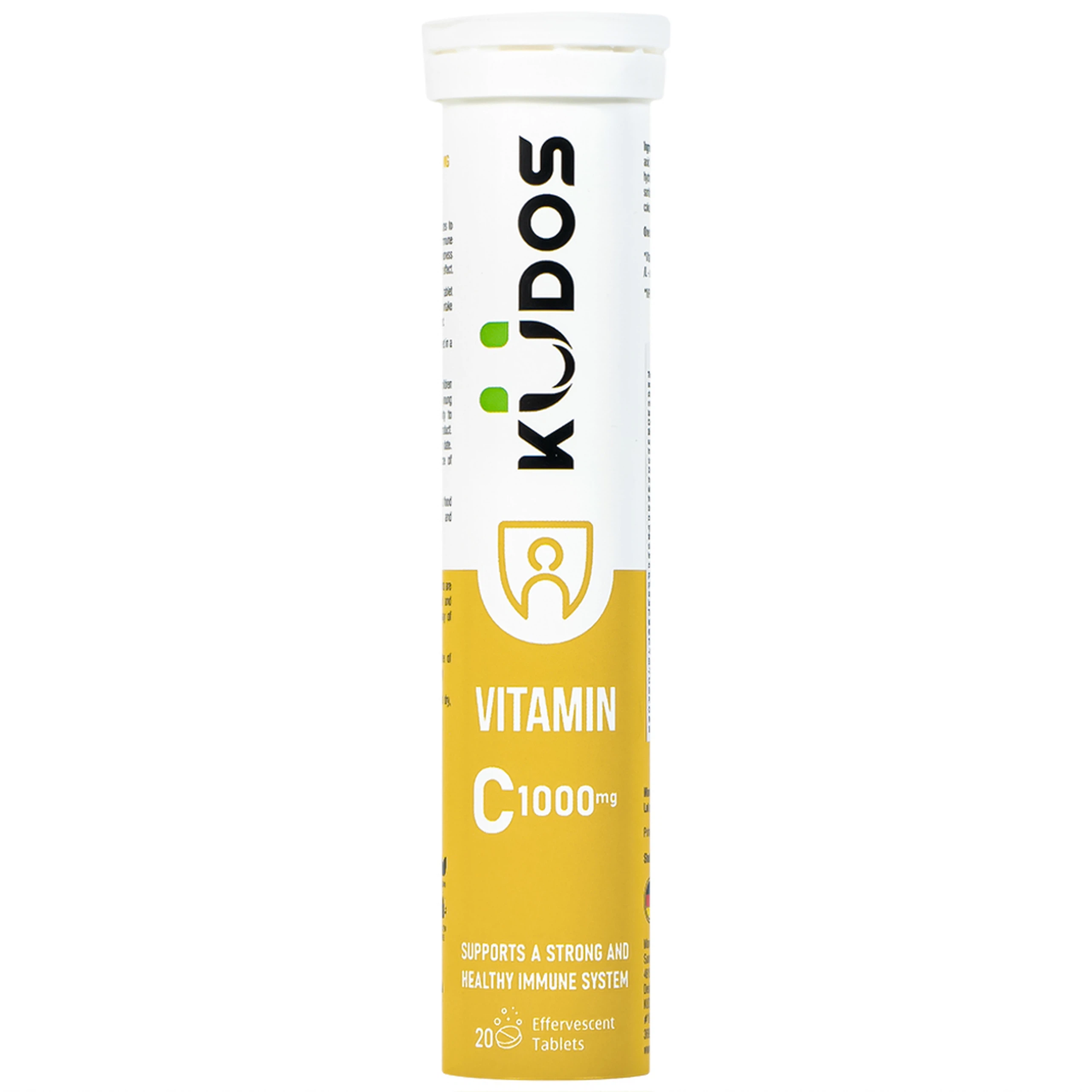 Viên sủi Kudos Vitamin C 1000mg hương chanh giúp bổ sung vitamin C cho cơ thể (20 viên)