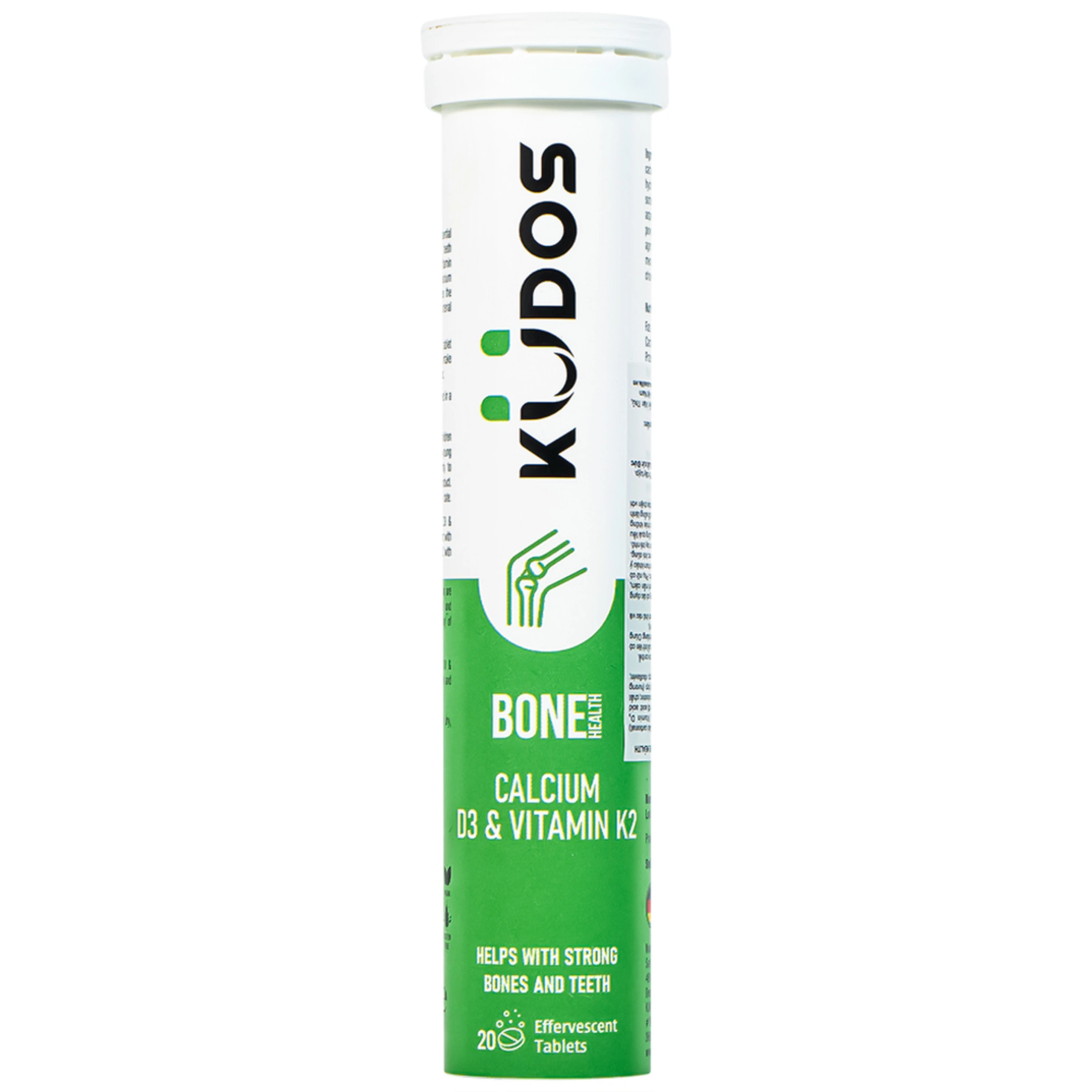 Viên sủi Kudos Bone hương cam bổ sung canxi, vitamin K2, vitamin D3 cho cơ thể (20 viên)