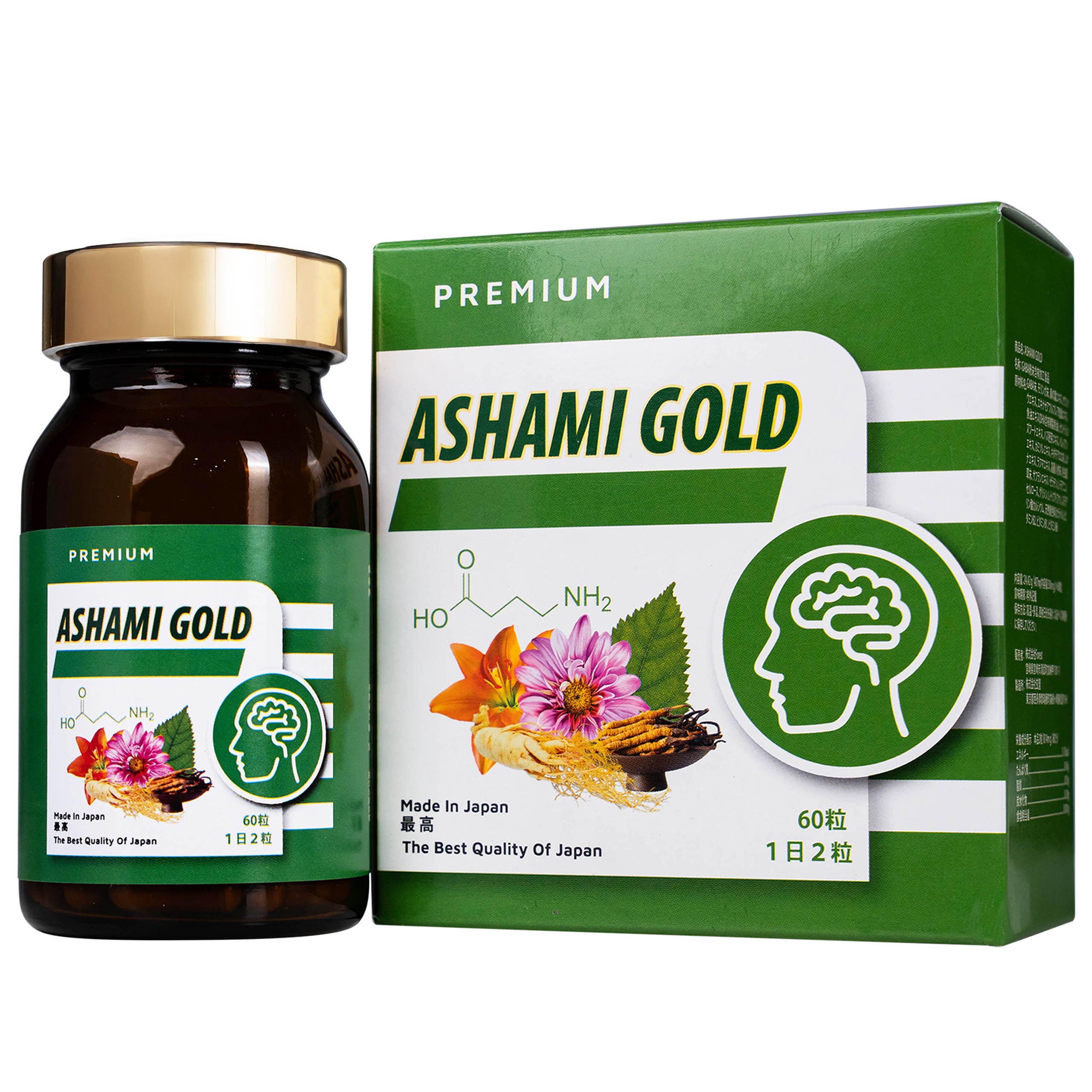 VIÊN UỐNG HỖ TRỢ CẢI THIỆN TÌNH TRẠNG LO ÂU, CẢI THIỆN GIẤC NGỦ ASHAMI GOLD VKENKO 60V