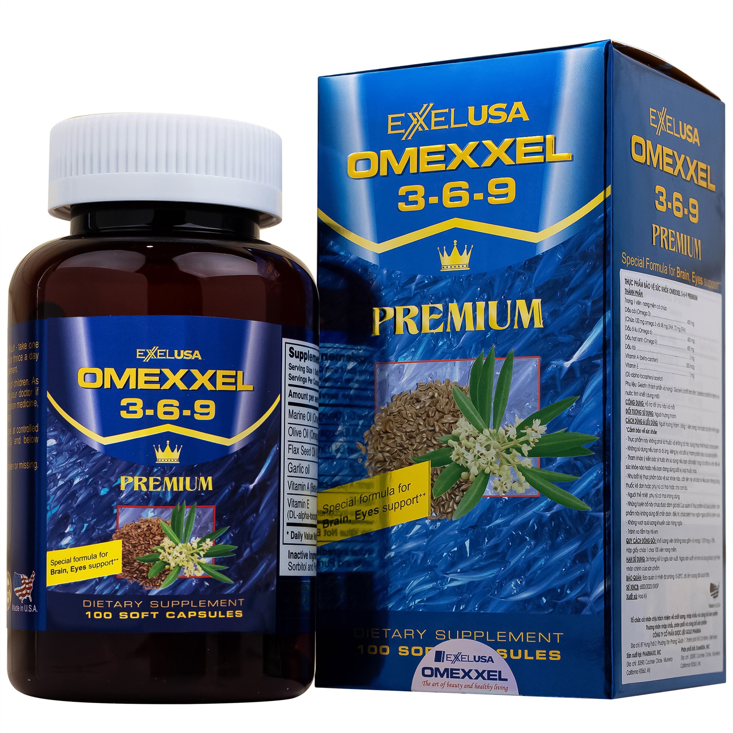 Viên uống Omexxel 3-6-9 Premium hỗ trợ tốt cho não và mắt (100 viên)