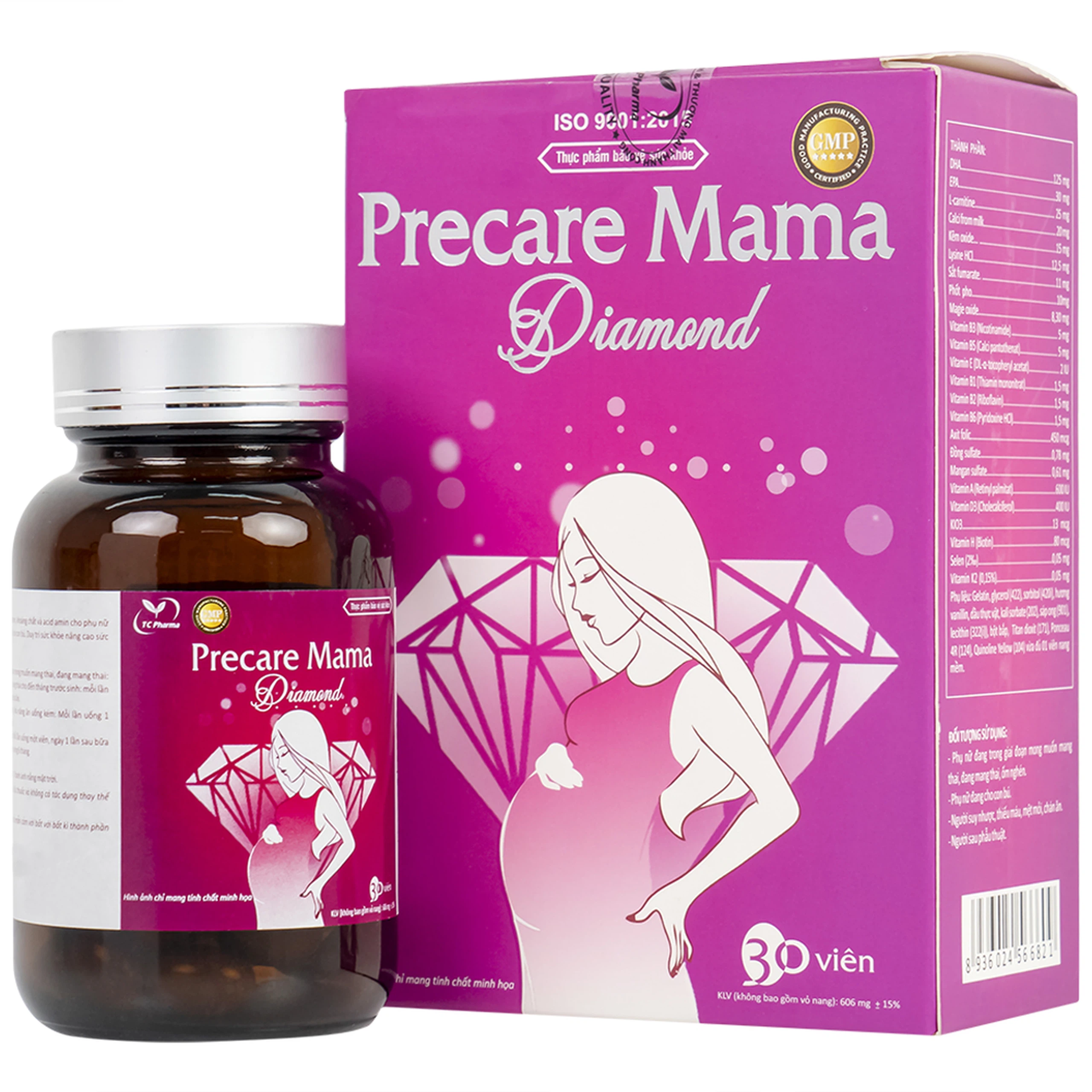 Viên uống Precare Mama Diamond cung cấp các vitamin, khoáng chất cho phụ nữ mang thai (30 viên)