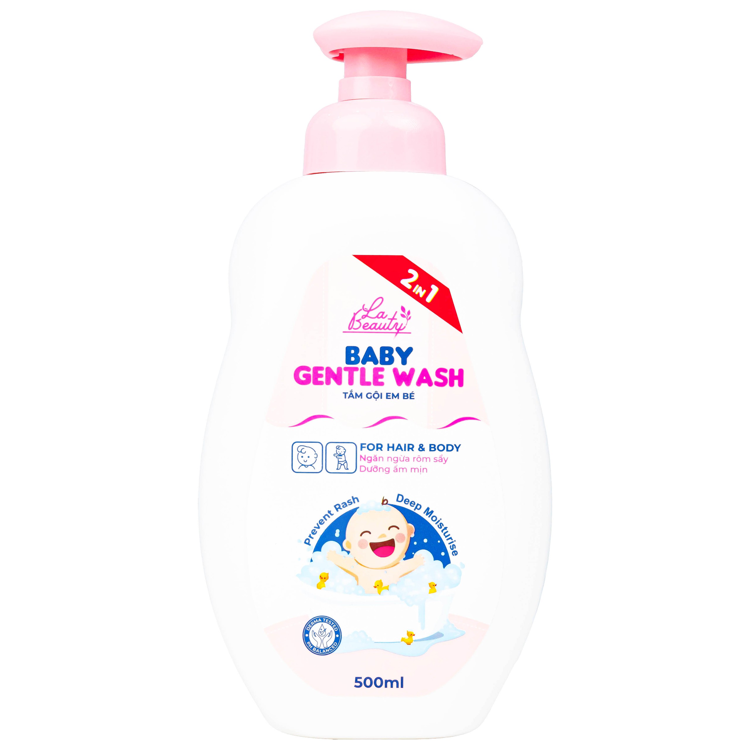 Sữa tắm gội em bé Gentle Wash 500ml La Beauty giảm và ngăn ngừa rôm sảy, hăm da 