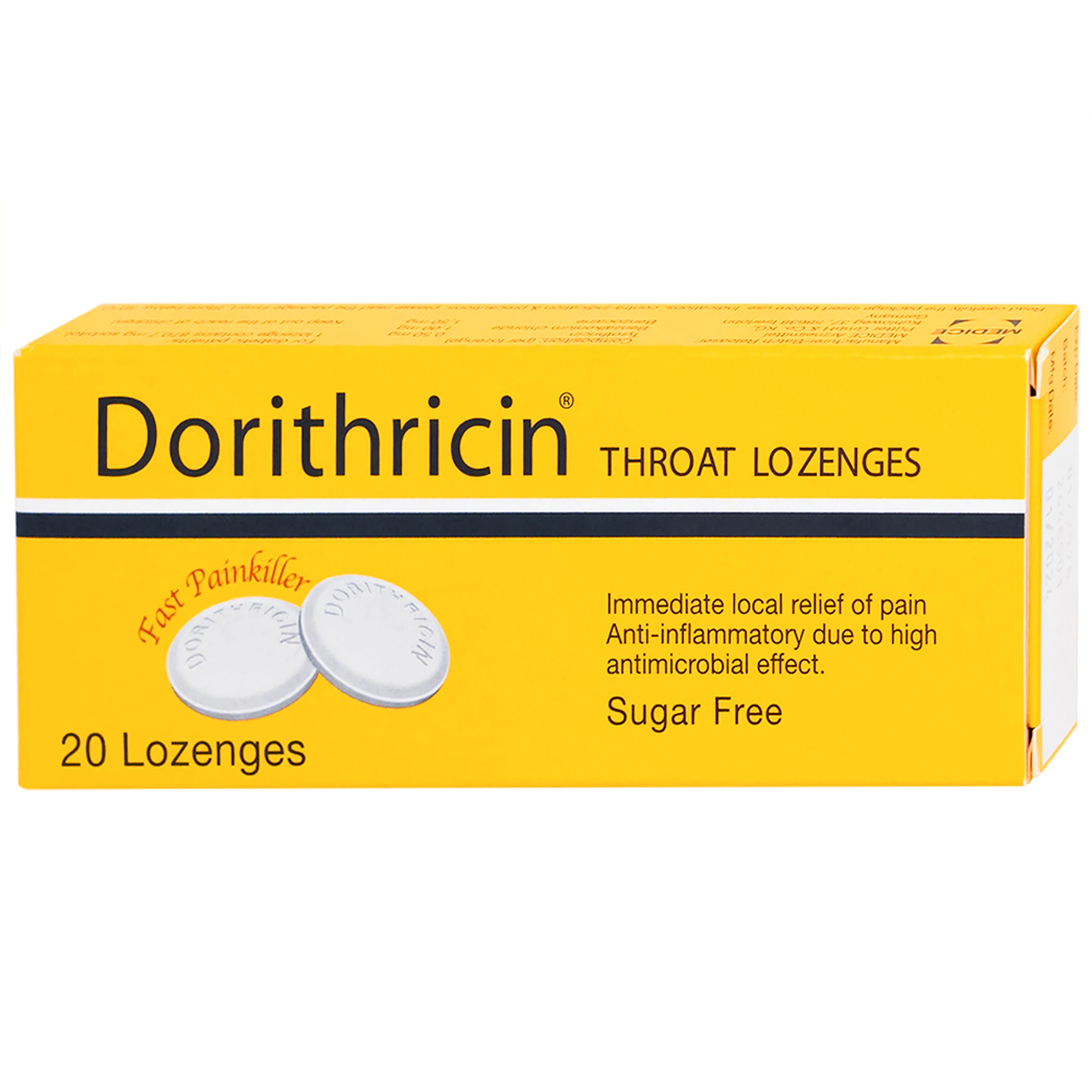 Viên ngậm Dorithricin Hyphens điều trị các triệu chứng nhiễm khuẩn miệng, họng (20 viên)