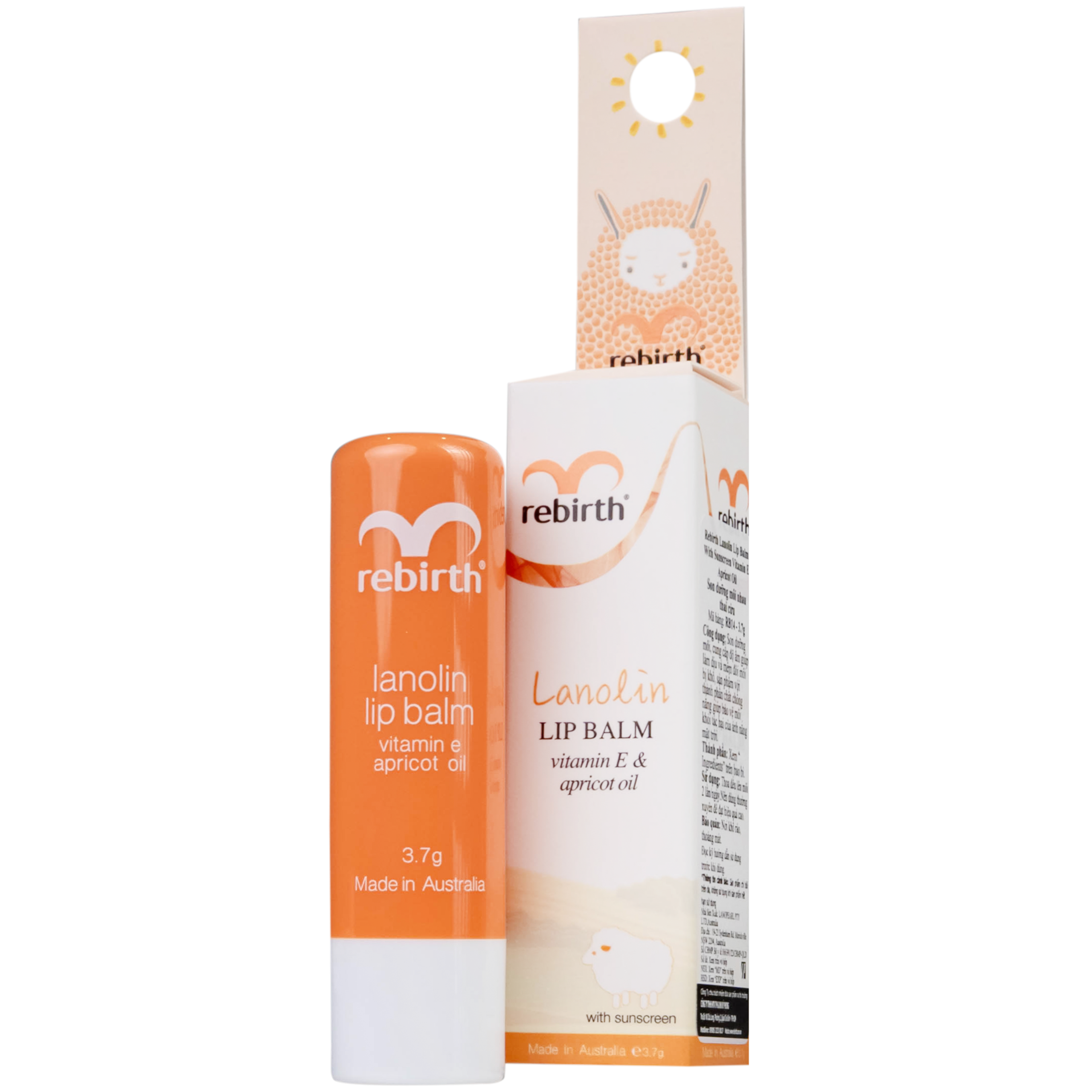 Son dưỡng môi Rebirth nhau thai cừu dưỡng ẩm và phục hồi môi thâm (3.7g)