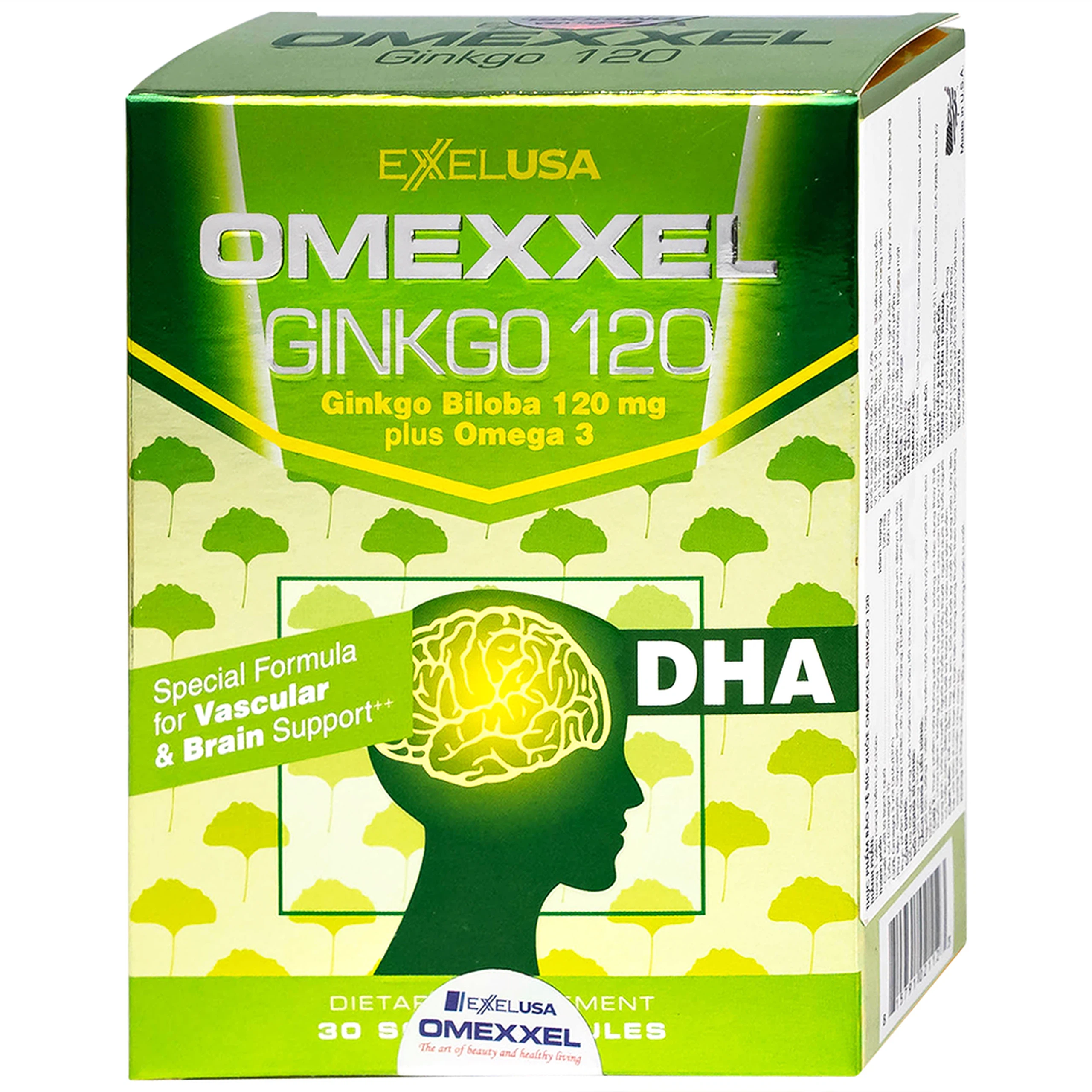 Viên uống Omexxel Ginkgo 120 Excelife hỗ trợ tăng cường tuần hoàn máu não, tốt cho tim mạch (2 vỉ x 15 viên)