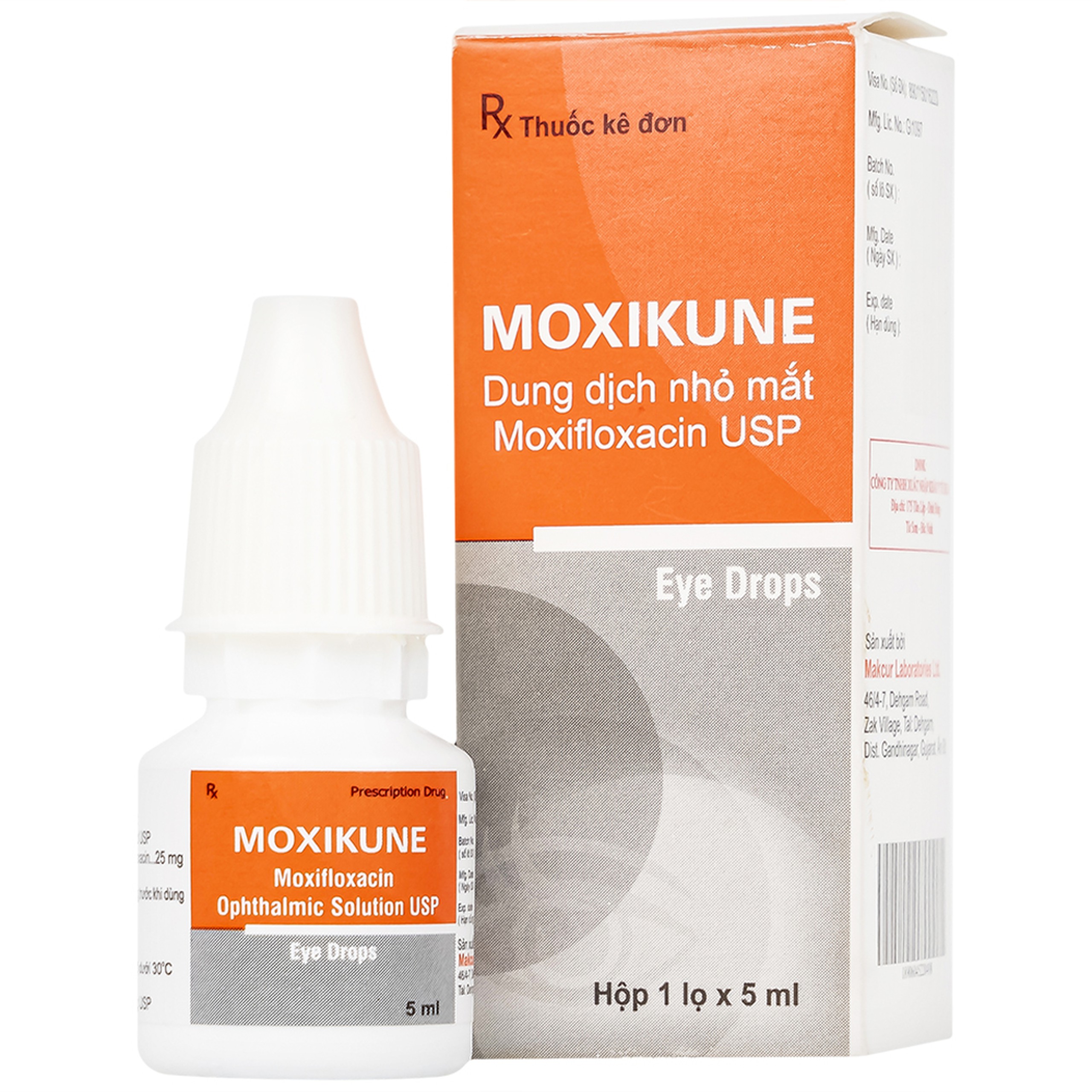 Dung dịch nhỏ mắt Moxikune điều trị các tình trạng nhiễm khuẩn mắt, chống viêm sau phẫu thuật (5ml)