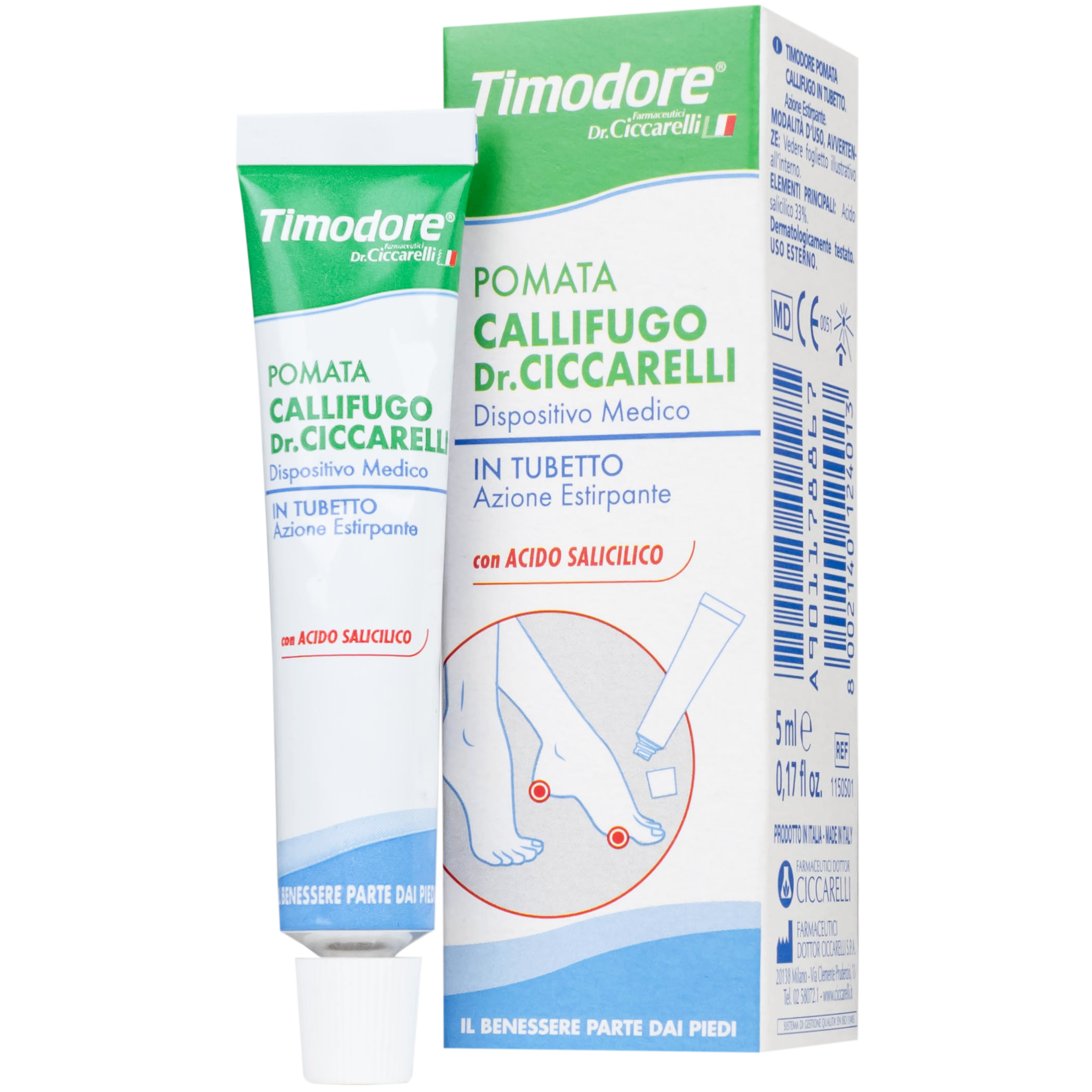 Thuốc mỡ Timodore Pomata Callifugo Ciccarell trị mụn cóc, vết chai (5ml)